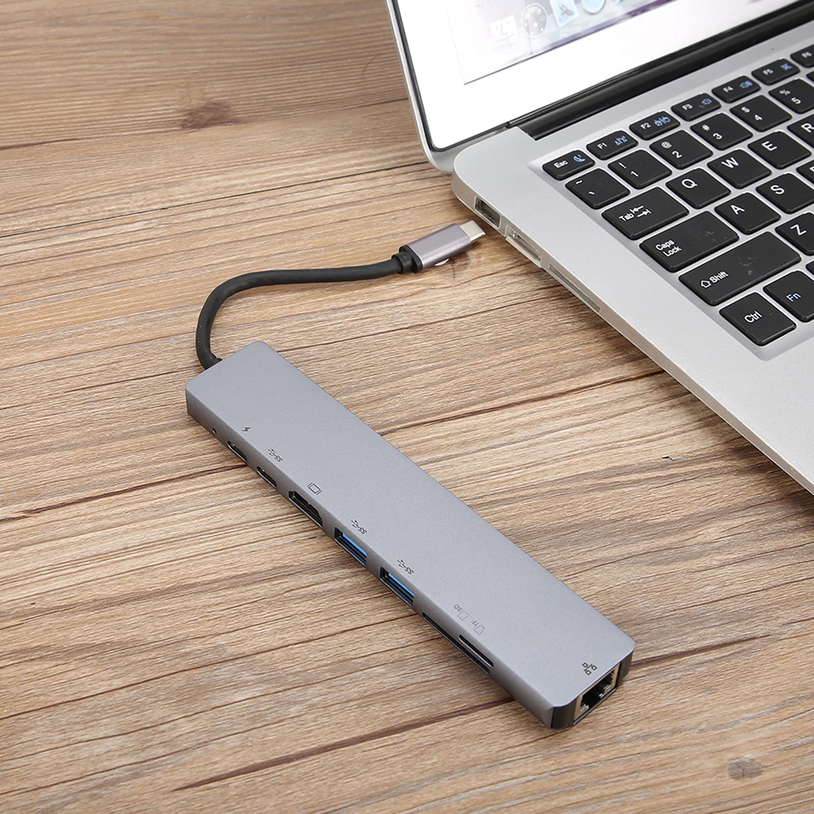 Bediffer USB C to Ethernet Adapter with USB 3.0 Hub - Grey - Compatible with MacBook Pro & Laptops - Perfect for Office Work, Gaming & Online Meetings