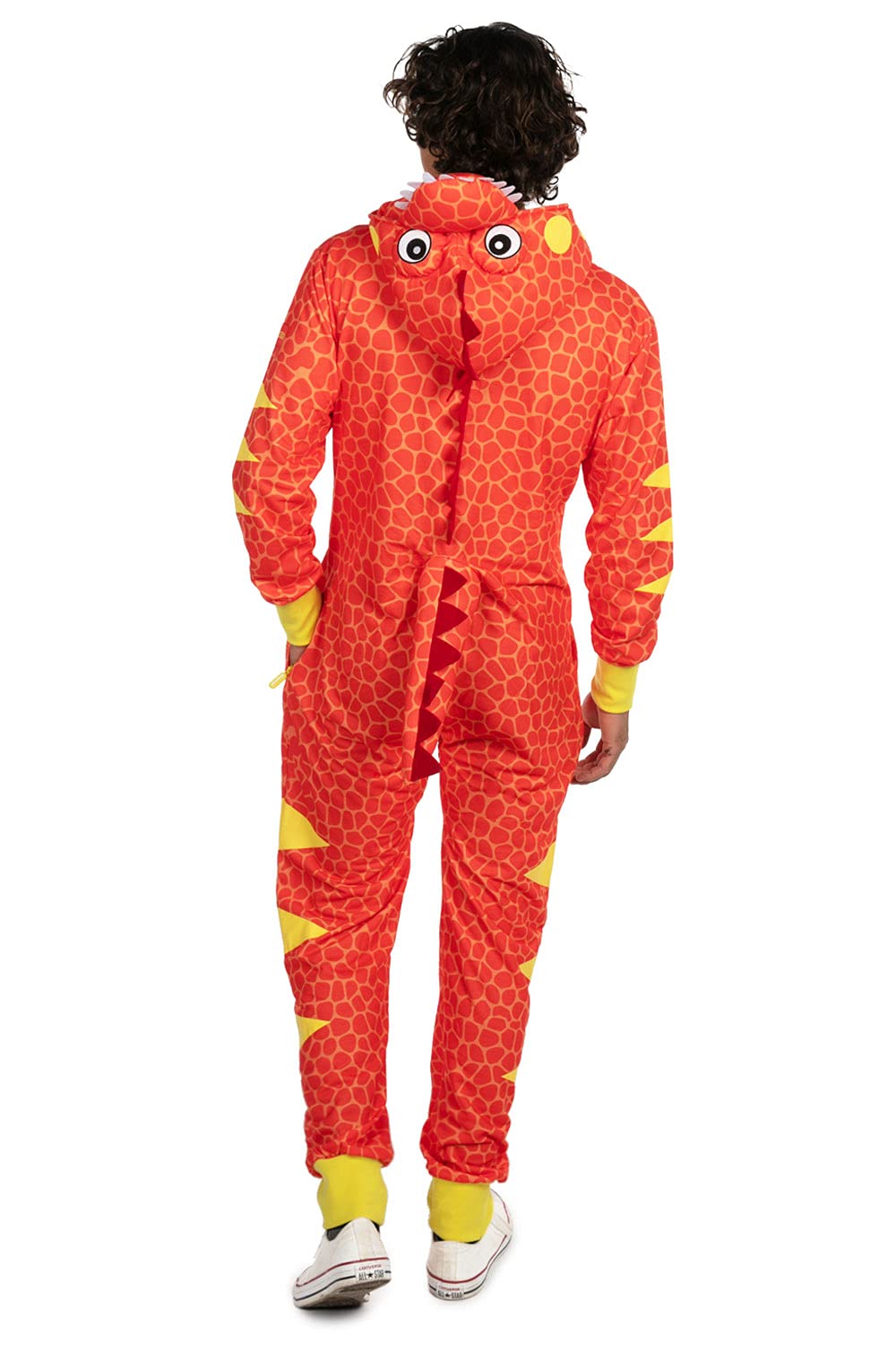 Men's T-Rex Dinosaur Halloween Costume - Adult Tyrannosaurus Rex Costume with Stuffed Hood & Tail | Funny Dino Outfit for Halloween Parties, Cosplay & Themed Events