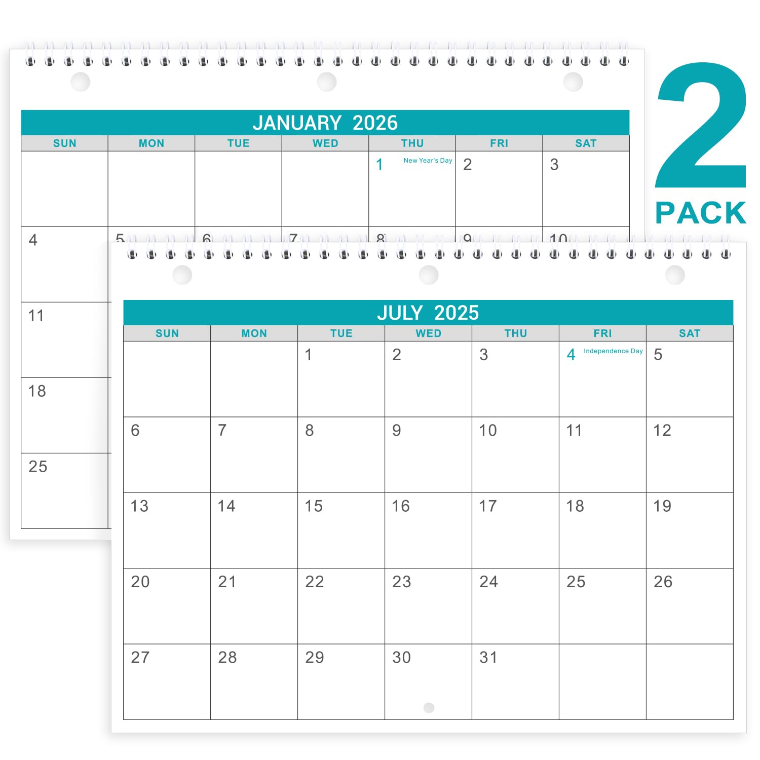 2025-2026 Wall Calendar Set - 2 Pack Monthly Planner (July 2025-December 2026) | 18-Month Hanging & Desk Calendar | 11