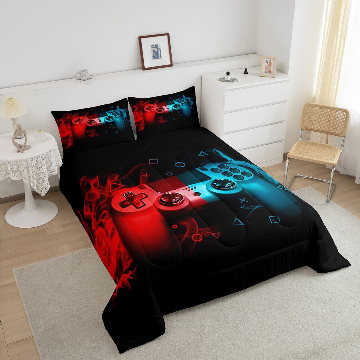 Feelyou Twin Size Gamer Comforter Set - 2 Piece Gaming Bedding for Boys, Kids & Teens - Soft Microfiber Video Game Themed Bedroom Decor - Perfect for Gaming Rooms, Sleepovers & Teen Bedrooms