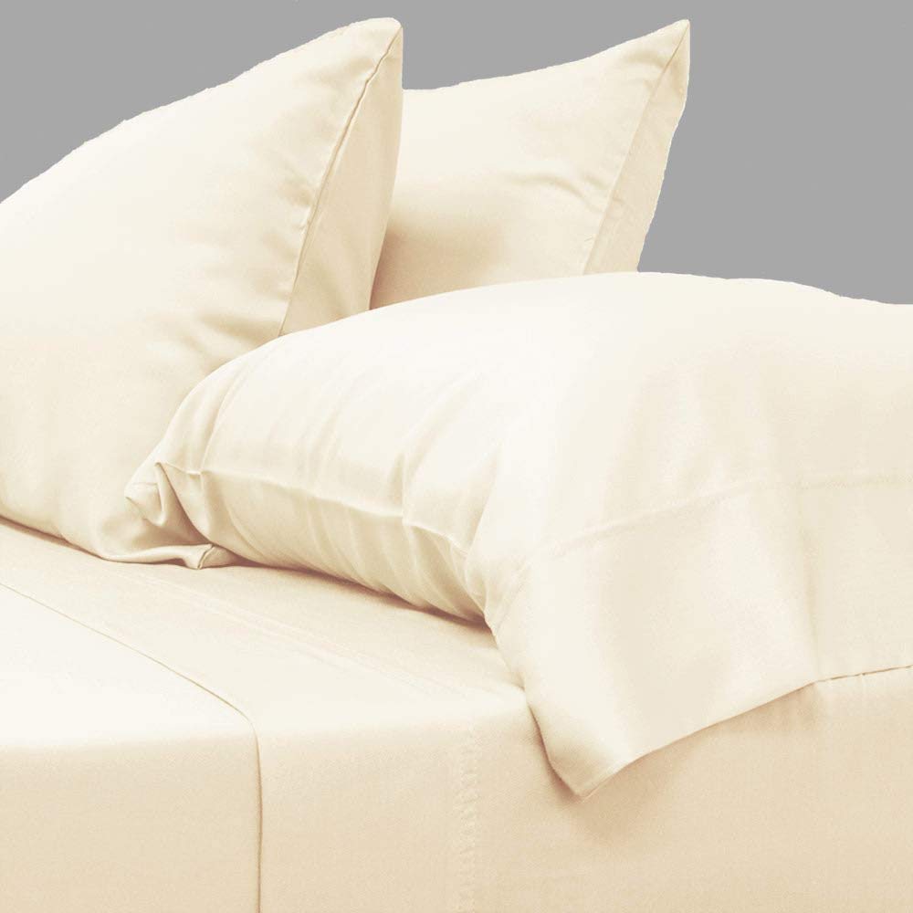 600 Thread Count Egyptian Cotton Flat Sheet - Super Soft California King Size Bed Sheet in Ivory | Perfect for Luxury Hotels, Guest Rooms & Upscale Bedrooms