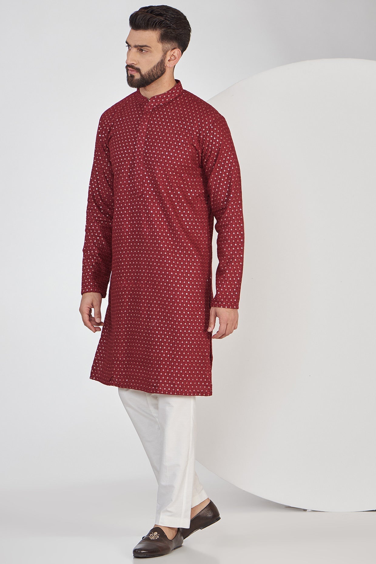 Elegant Maroon Chikankari Kurta for Women | Traditional Indian Embroidered Tunic | Perfect for Festivals, Weddings & Casual Wear