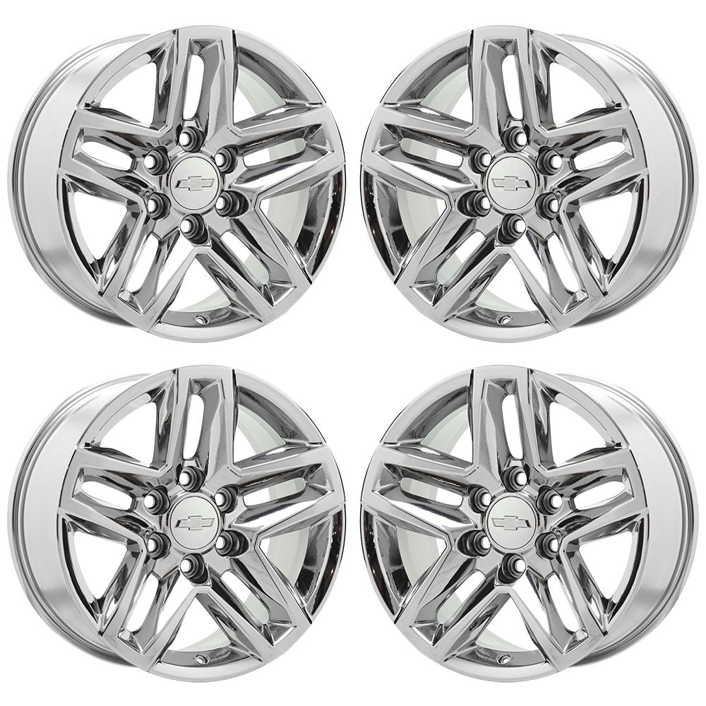 18 Silverado Tahoe Sierra 1500 Yukon OEM Chrome Wheels Set 5911 - Factory Original Bright Chrome Rims for Chevy & GMC Trucks - Perfect for Off-Roading & Custom Upgrades