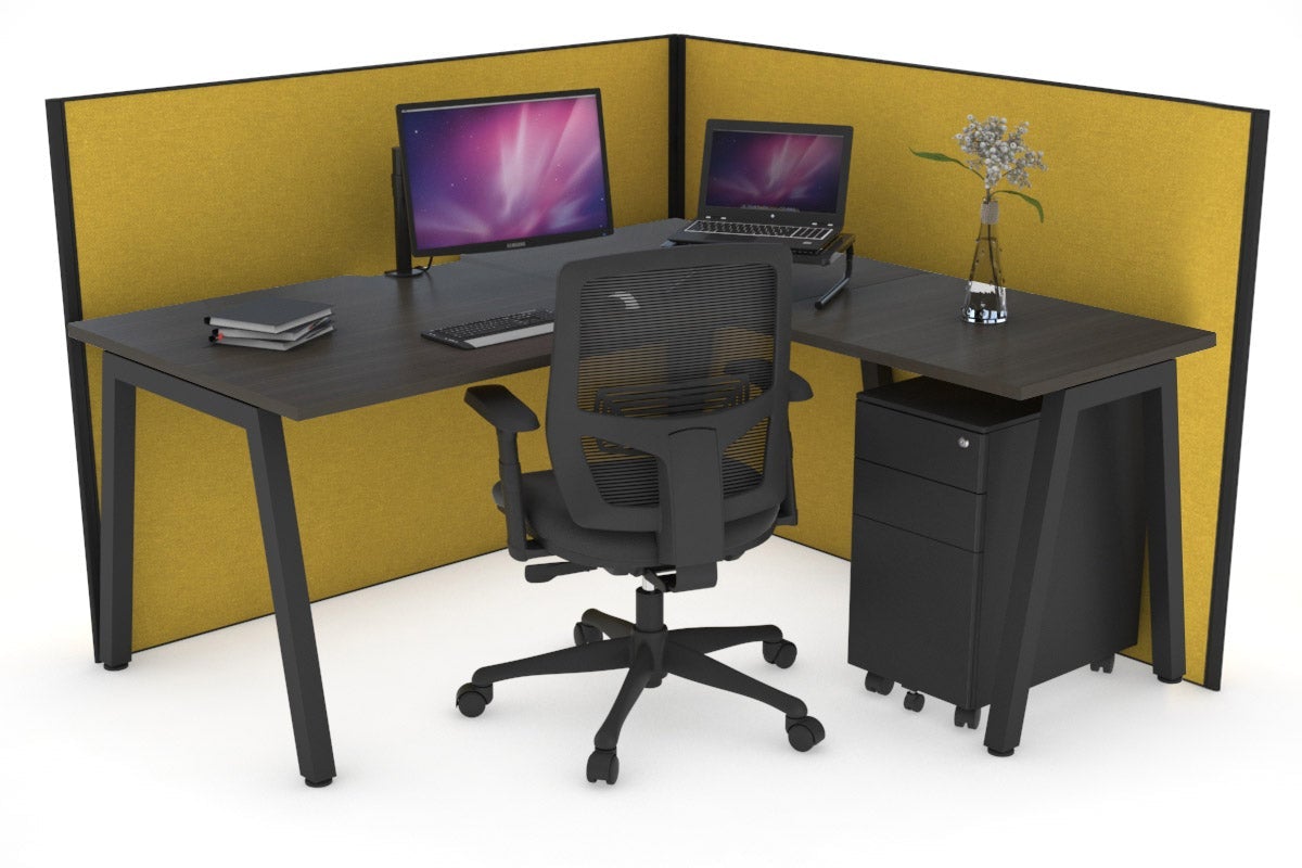Horizon Quadro A Legs L-Shaped Corner Office Desk - 1800L x 1550W with Cable Management - Perfect for Home Office & Workspace Setup