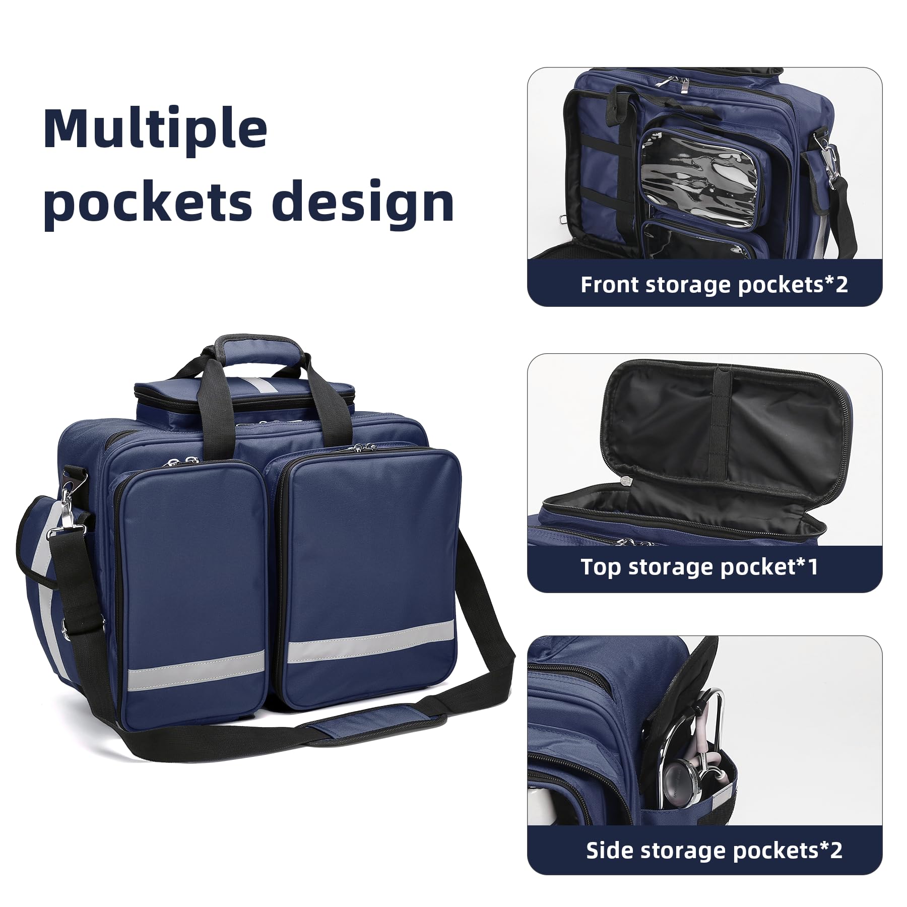 Empty First Aid Bag - Medical Supply Storage Pouch for Home, Nursing Students, Therapists & Doctors | Emergency Responder Trauma Kit | Ideal for First Aid, Healthcare & Emergency Preparedness