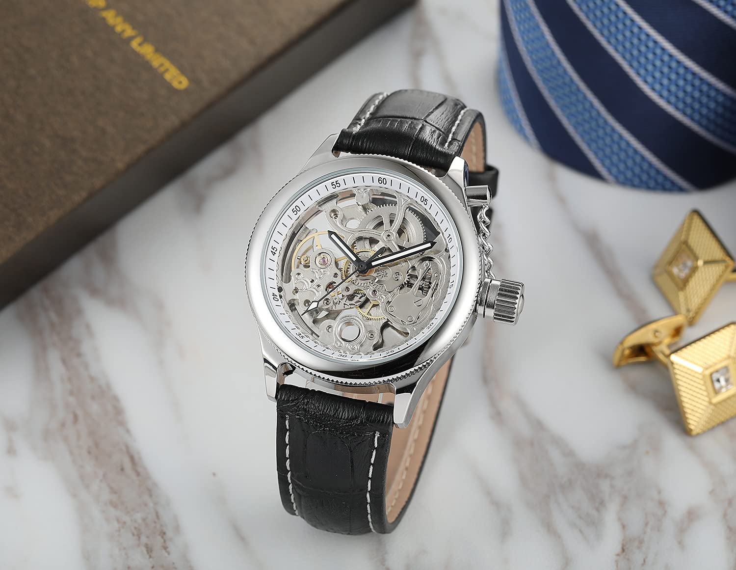 Gosasa Unique Men's Automatic Watch - Transparent Skeleton Dial, Stainless Steel Case, Waterproof - Perfect for Business, Casual & Formal Occasions