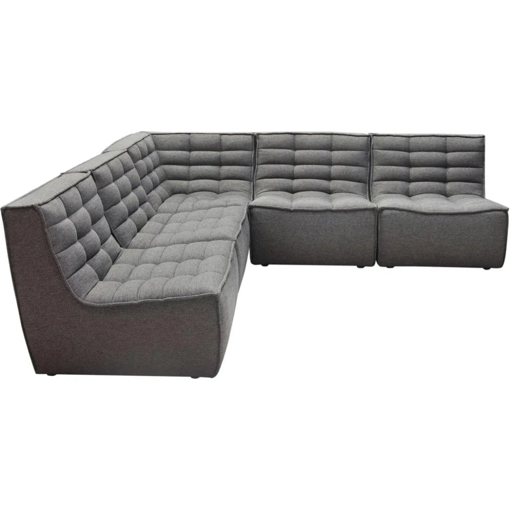 5-Piece Grey Corner Modular Sectional Sofa Set - Modern L-Shaped Couch for Living Room, Lounge & Home Theater