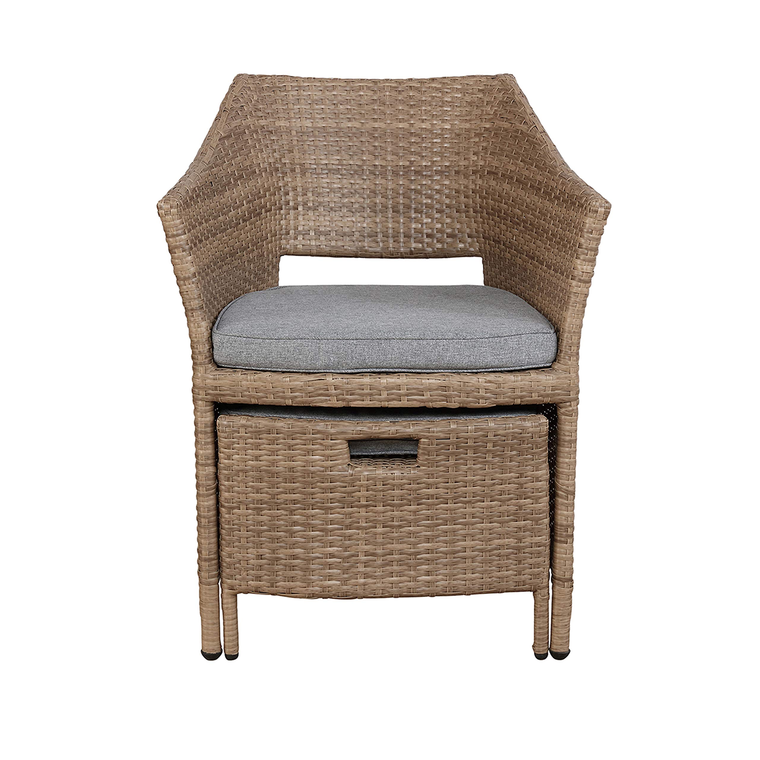 Kokoli All-Weather Outdoor Patio Conversation Set - 2 Durable Chairs with Cushioned Ottomans & 17