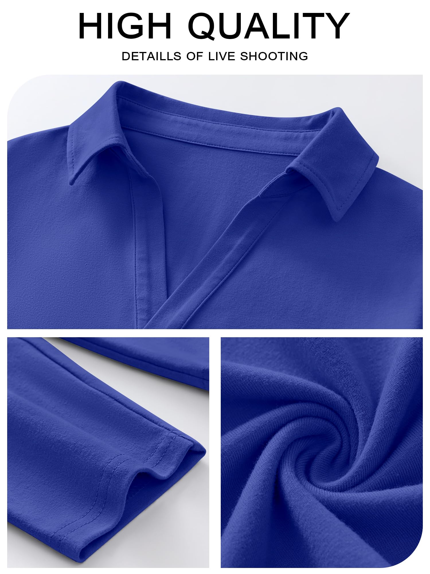 ANRABESS Women's Long Sleeve Polo Shirt - Casual V-Neck Collared Blouse, Loose Fit Work Top for Spring | Office Wear, Business Casual & Everyday Outfits