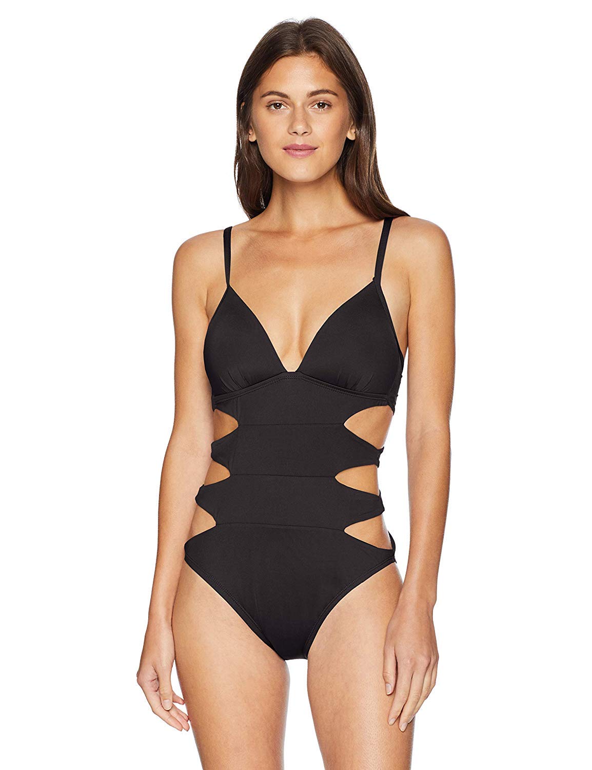 Kenneth Cole New York Women's Sexy V-Neck Cutout One Piece Swimsuit - Stylish Swimwear for Beach, Pool & Vacation