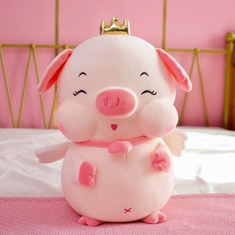 Adorable Chubby Angelic Piggy Plush Toy - Soft Cute Stuffed Animal for Kids, Baby Shower Gift & Nursery Decor