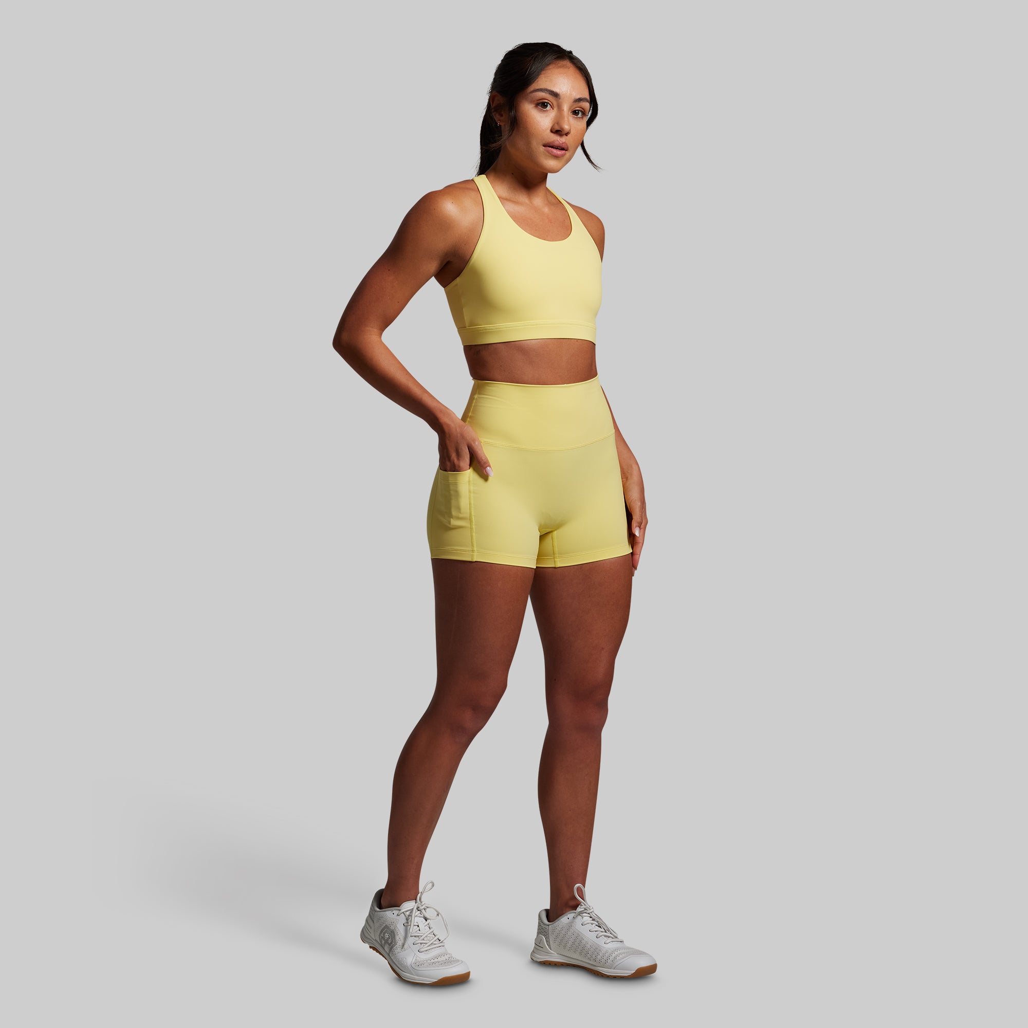 Synergy Women's Short Sleeve T-Shirt & Shorts Set - Sunshine Yellow Summer Outfit for Gym, Yoga, Running & Casual Wear