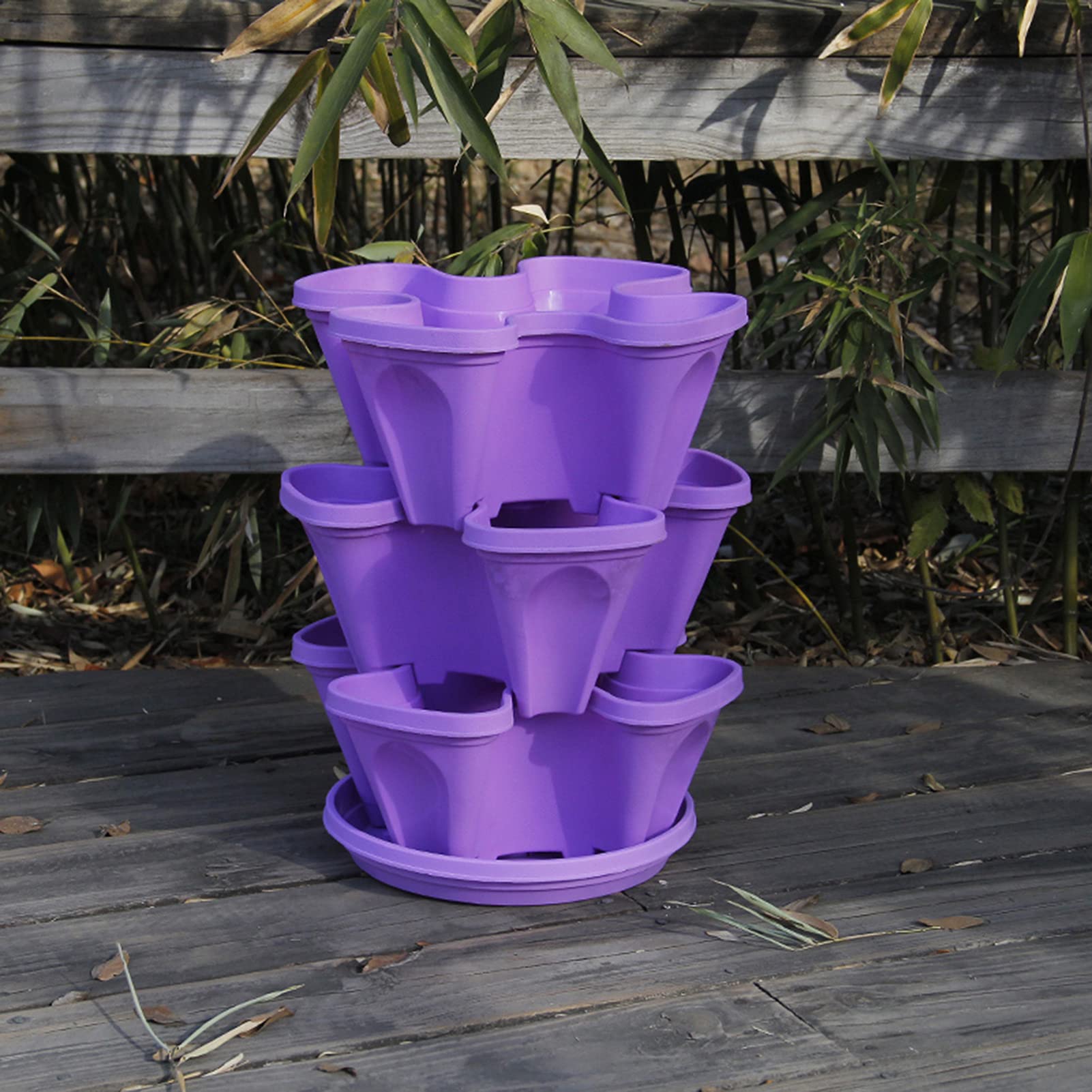 Stackable Self-Watering Vertical Garden Planter Set for Indoor & Outdoor Use - Smart Tiered Planting Pots for Flowers, Vegetables, Strawberries - Perfect for Small Space Gardening, Balcony Decor, and Urban Farming