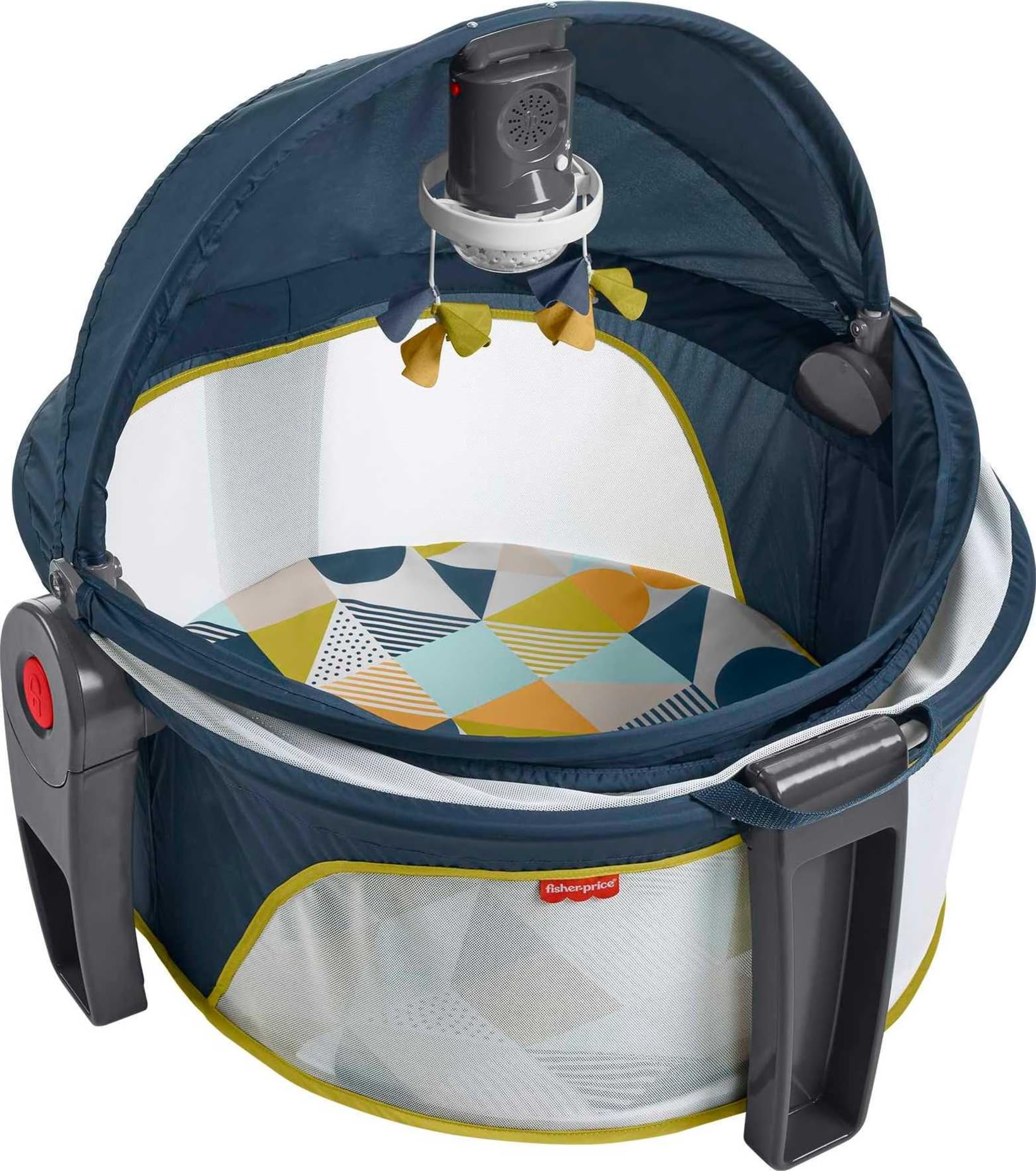 Fisher-Price Portable Baby Bassinet Deluxe - Travel Play Space for Newborns with Lights, Music & Canopy | On-The-Go Projection Dome in Cool Hues | Perfect for Travel, Nursery & Bedside Use