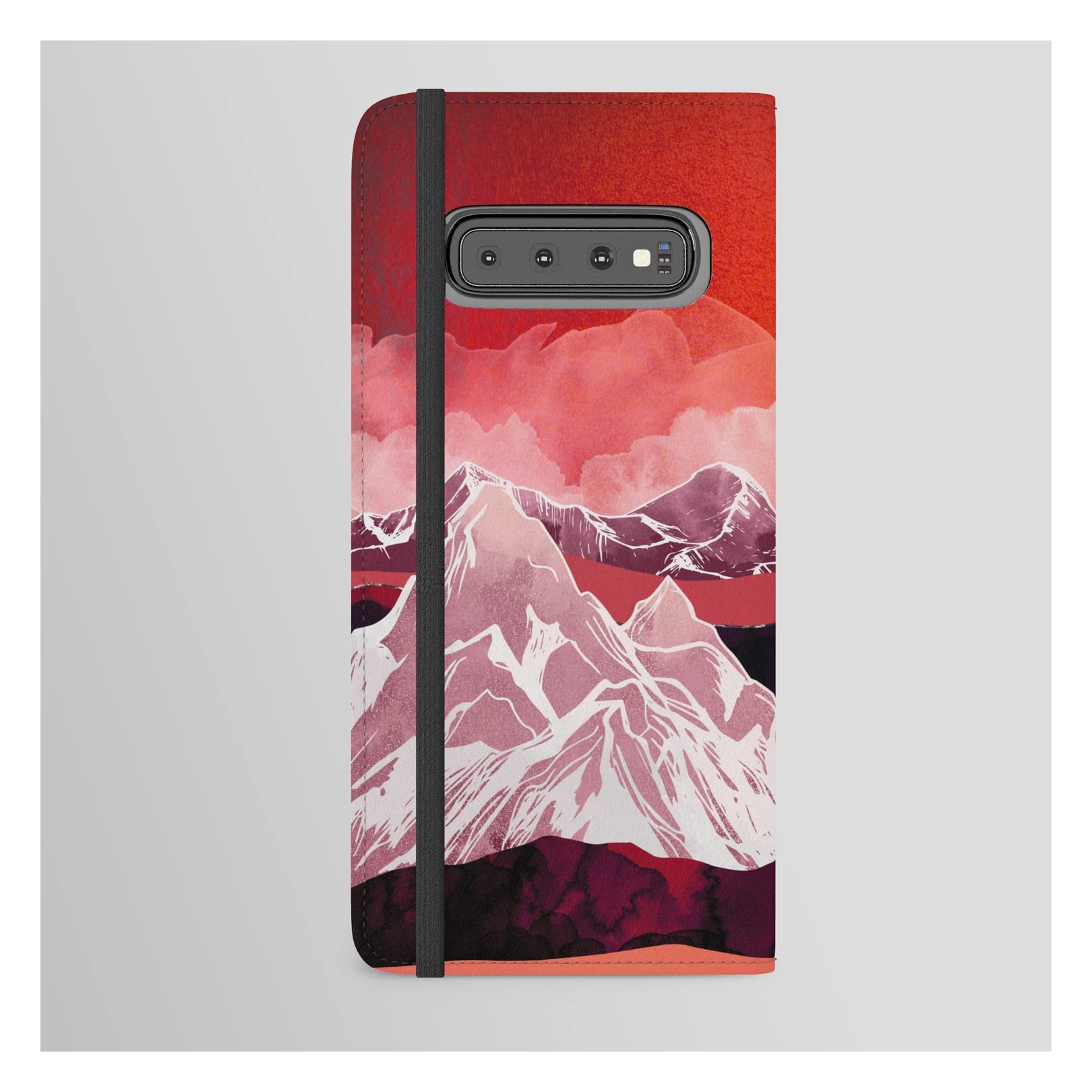 Spacefrogdesigns Scarlet Glow Android Wallet Phone Case for Samsung Galaxy S10 Plus - Slim Protective Cover with Card Slots | Perfect for Travel, Work & Everyday Use