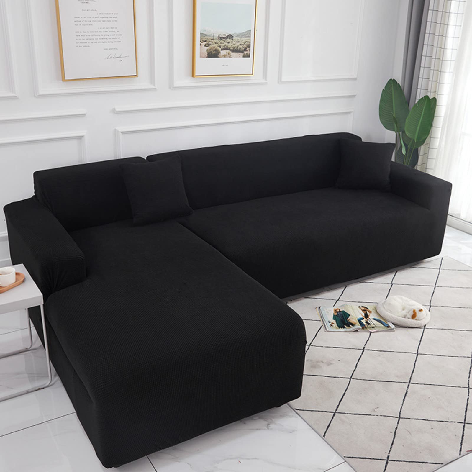 Solid Color Waterproof Non-Slip Sofa Cover Protector - Stretchable Couch Slipcover for Sectional, Loveseat & 1-Seater Chair (35-inch) - Perfect for Living Room, Apartment & Pet-Friendly Homes