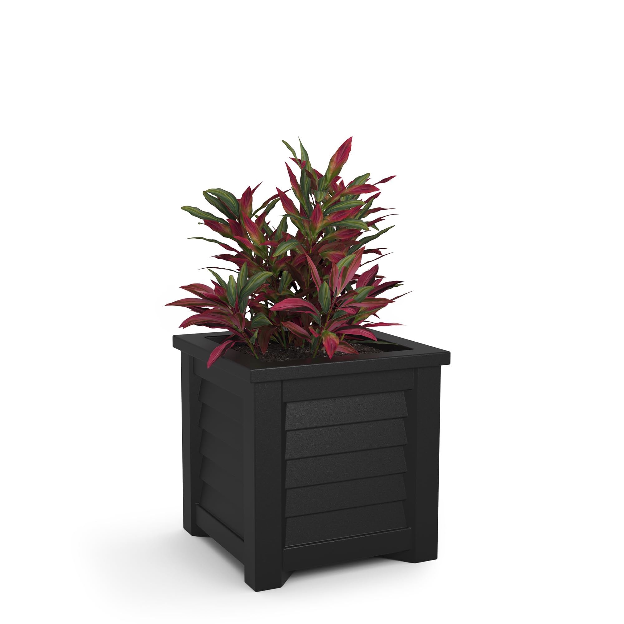 Mayne 5866-B Lakeland Square Patio Planter 16x16 Inch - Durable Outdoor Garden Flower Pot for Plants, Herbs & Succulents - Weather-Resistant Black Plastic Planter Box - Perfect for Patio, Deck, Balcony & Backyard Decor