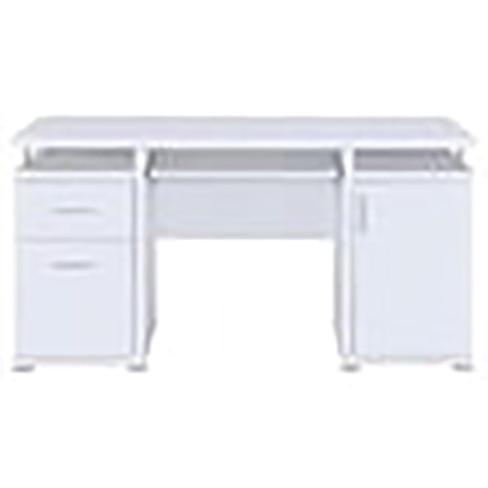 Pemberly Row 2-Drawer Modern White Wooden Computer Desk - Home Office, Study, Workstation & Small Space Solution
