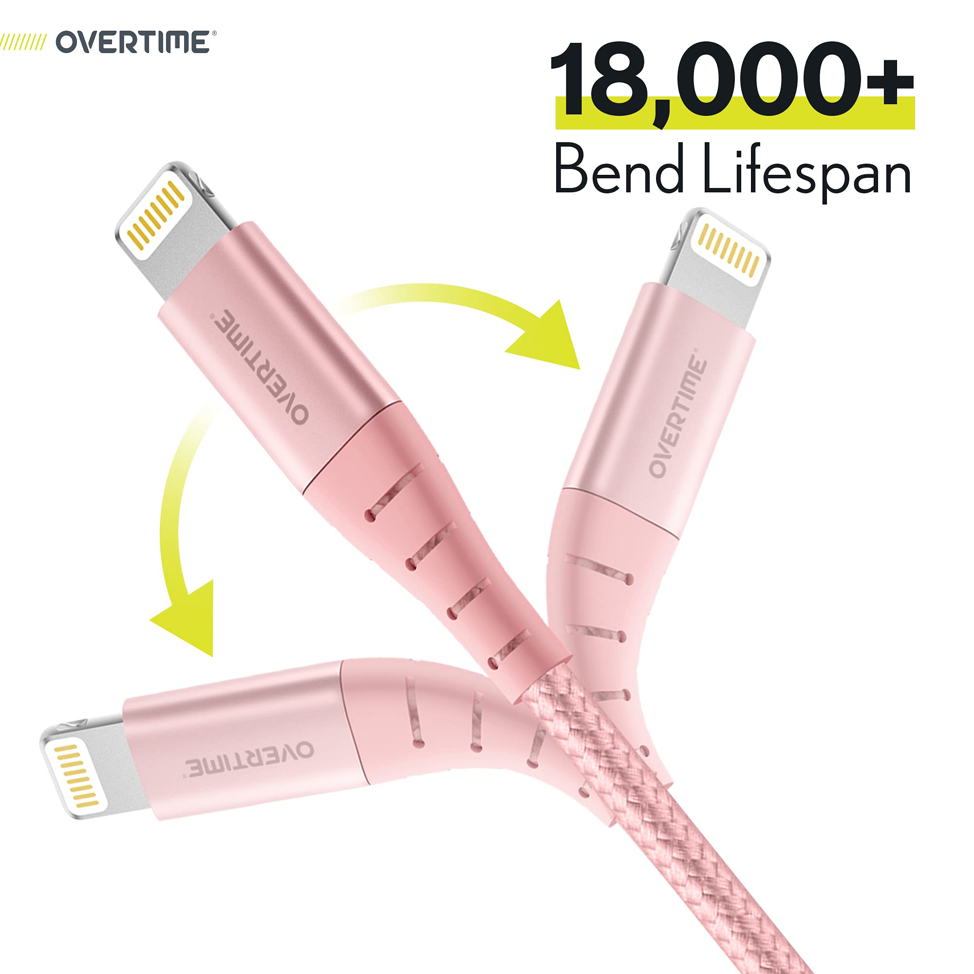 Premium MFI Certified iPhone Lightning Cable - 6ft Fast Charging USB A to Lightning Cord for iPhone 14/13/12/11/X/8/7, iPad & iPod | Durable & Portable | Rose Gold | Perfect for Home, Office & Travel Charging
