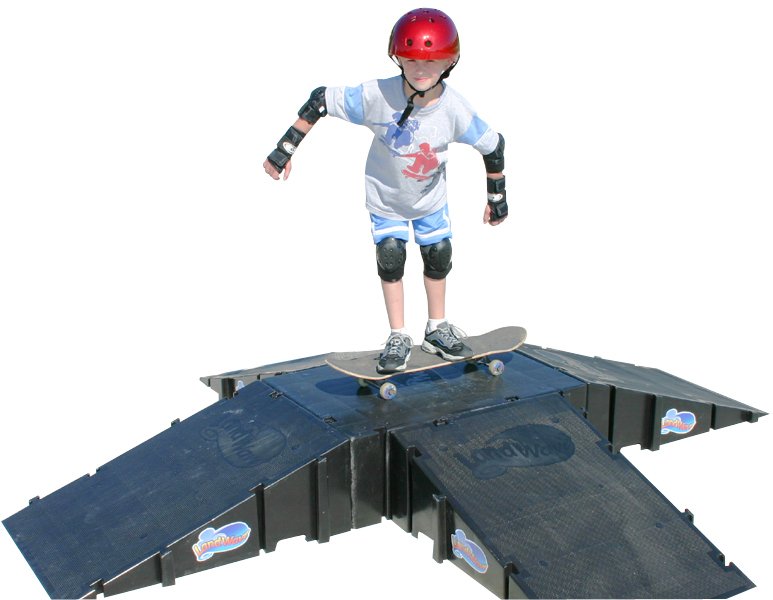 Landwave 4-Sided Pyramid Skateboard Kit with 4 Ramps & 1 Deck - Complete Skate Ramp Set for Street Skating, Tricks & Backyard Practice | Durable Construction for Beginners & Pro Skaters