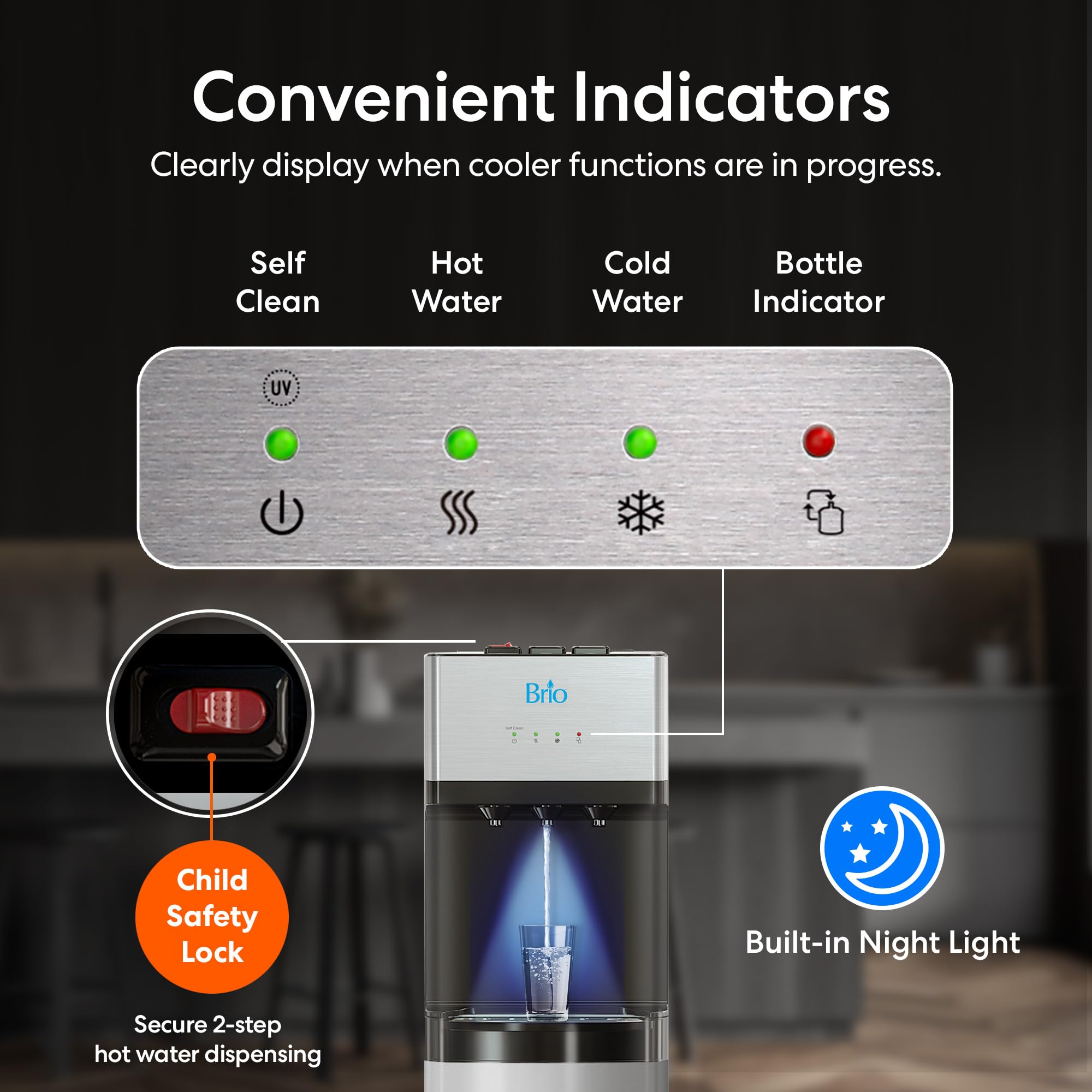 Brio Self-Cleaning Bottom Loading Water Cooler Dispenser - Limited Edition with 3 Temperature Settings (Hot, Cold & Cool) - UL/Energy Star Certified - Perfect for Home, Office & Commercial Use