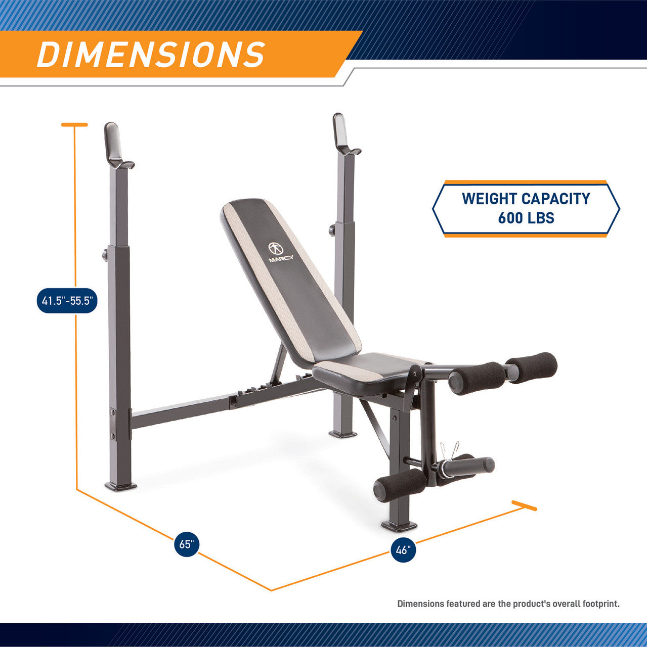 Marcy Olympic MWB 4491 Adjustable Weight Bench for Home Gym - Strength Training & Weightlifting Workout Equipment for Full Body Exercises | Perfect for Home Fitness, Bodybuilding & CrossFit Training