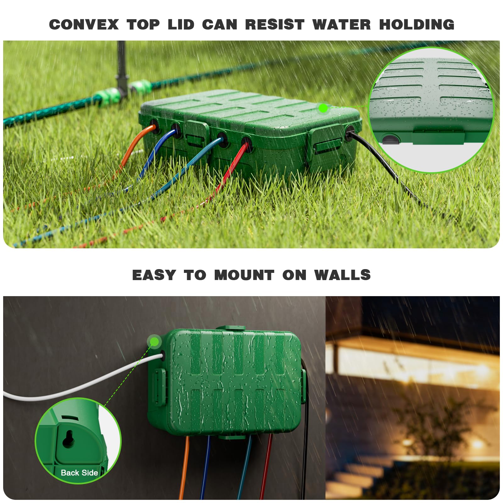 Flemoon IP54 Waterproof Electrical Box - Outdoor Weatherproof Plug Cover for Extension Cords, Power Strips & String Lights | Perfect for Patio, Garden & Holiday Decorations