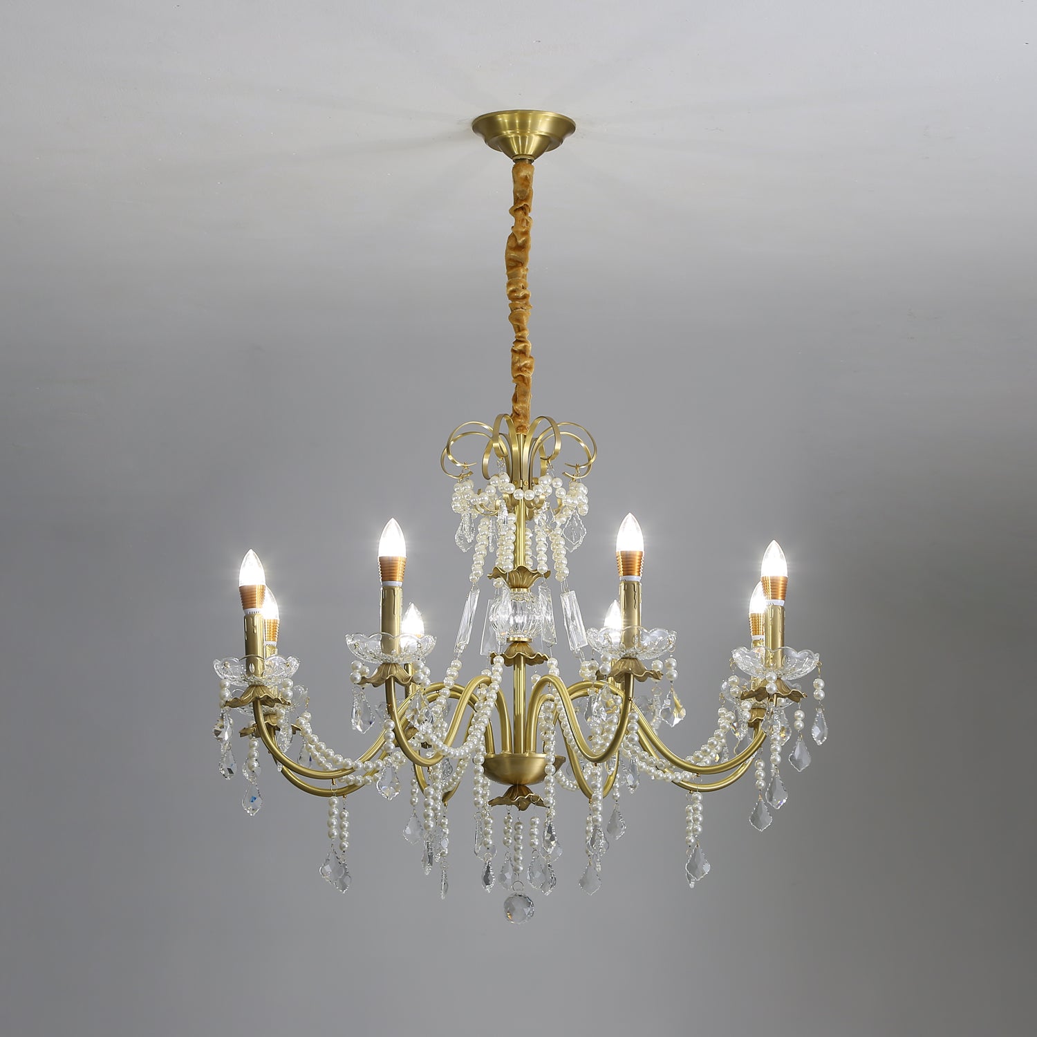 Elegant Crystal Pearl Chandelier - Modern Luxury Ceiling Light Fixture for Dining Room, Bedroom & Living Room Decor