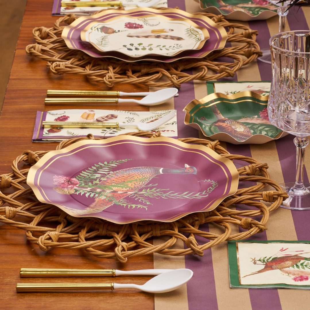 Feather Grove Elegant Table Setting - Premium Dinnerware Set for Home & Party Decor | Perfect for Weddings, Holidays & Special Occasions