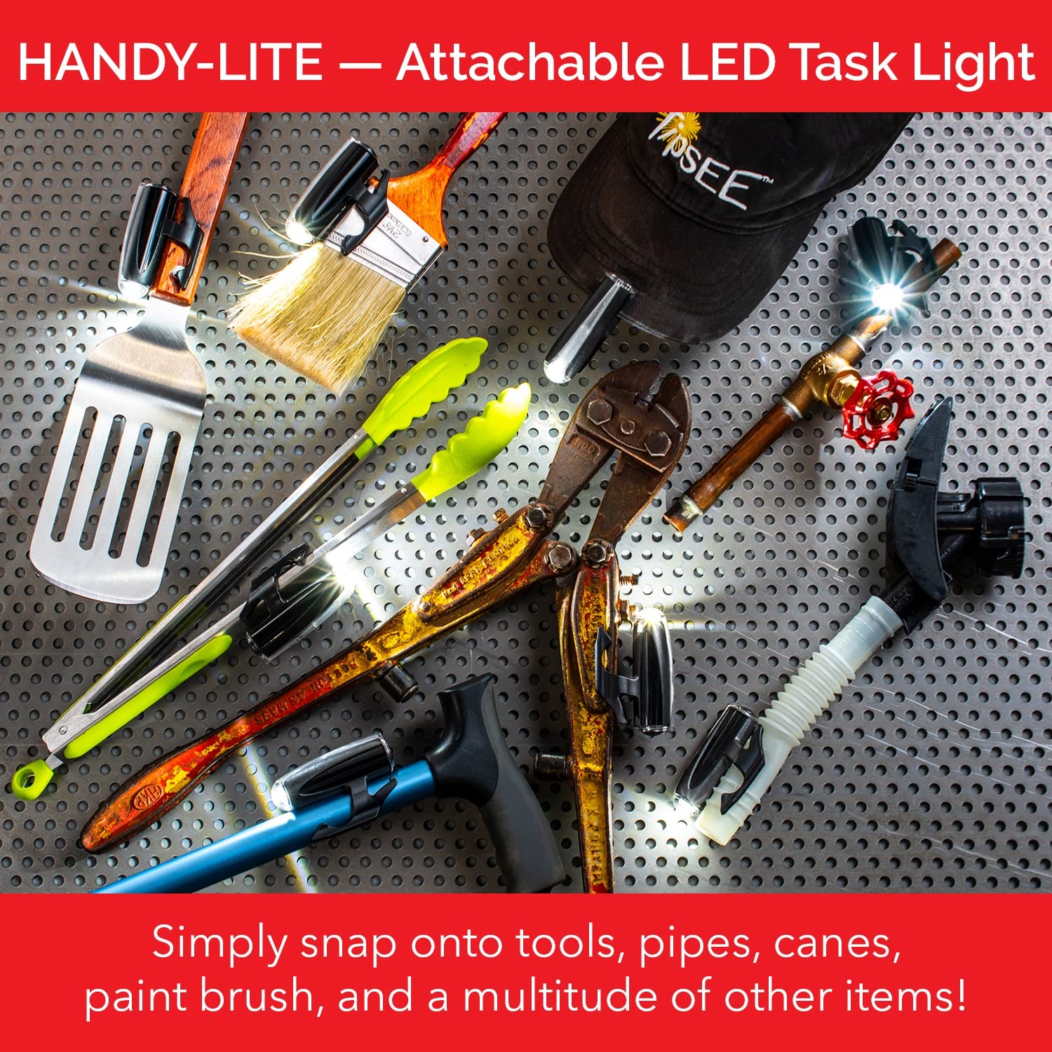 Hands-Free LED Flashlight with Clip | 100 Lumen Snap-On Light for Emergency, DIY, Camping & Night Work | IPX4 Waterproof | AA Battery Powered | Perfect for First Aid Kits, Car Visors & Hat Brims