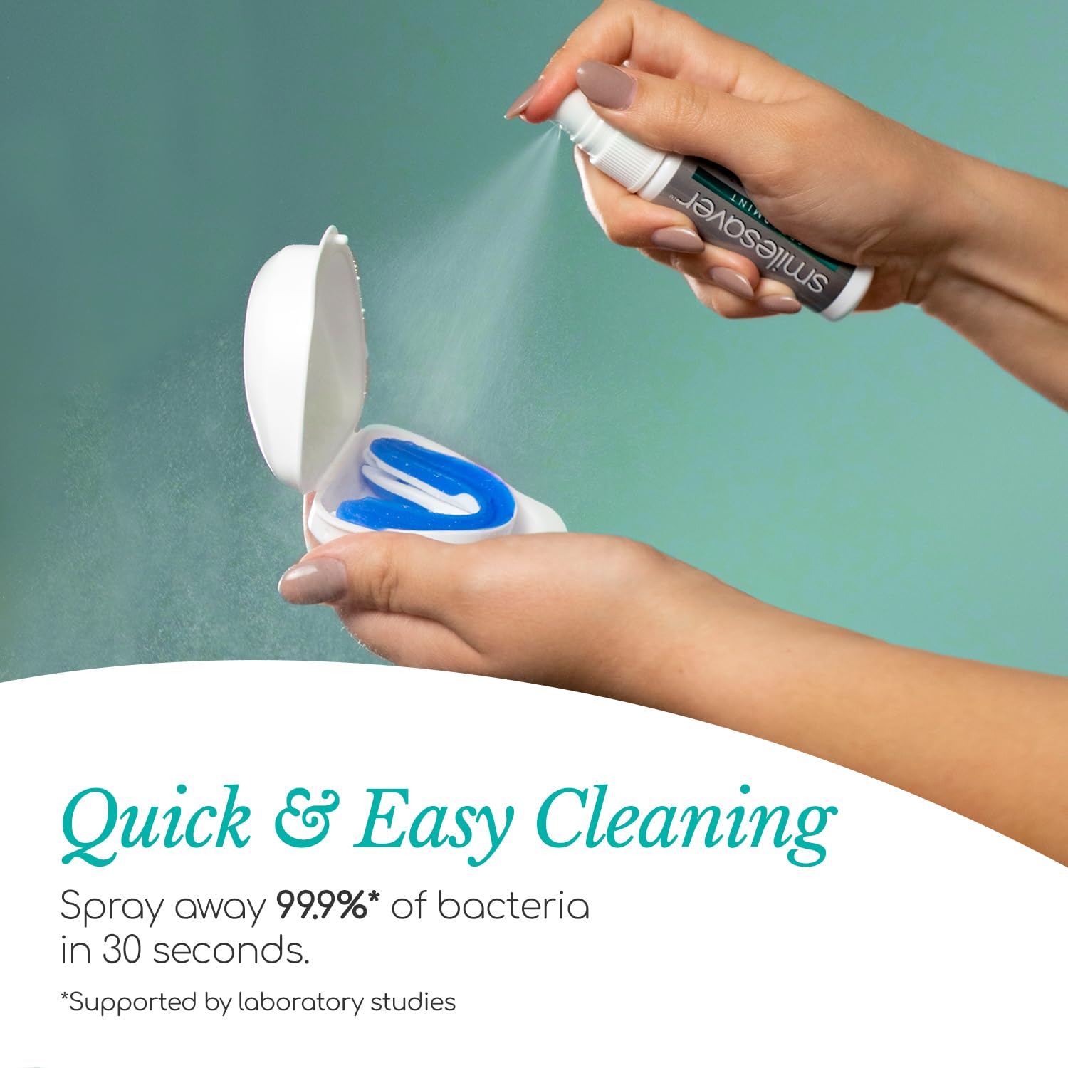 **Smilesaver Retainer Cleaner Spray – Natural Minty Fresh Oral Care for Invisalign, Mouth Guards & Dentures – Quick & Portable Hygiene Solution for Aligners, Retainers & Dental Appliances – Perfect for Travel, Home & On-the-Go Use (1oz)**