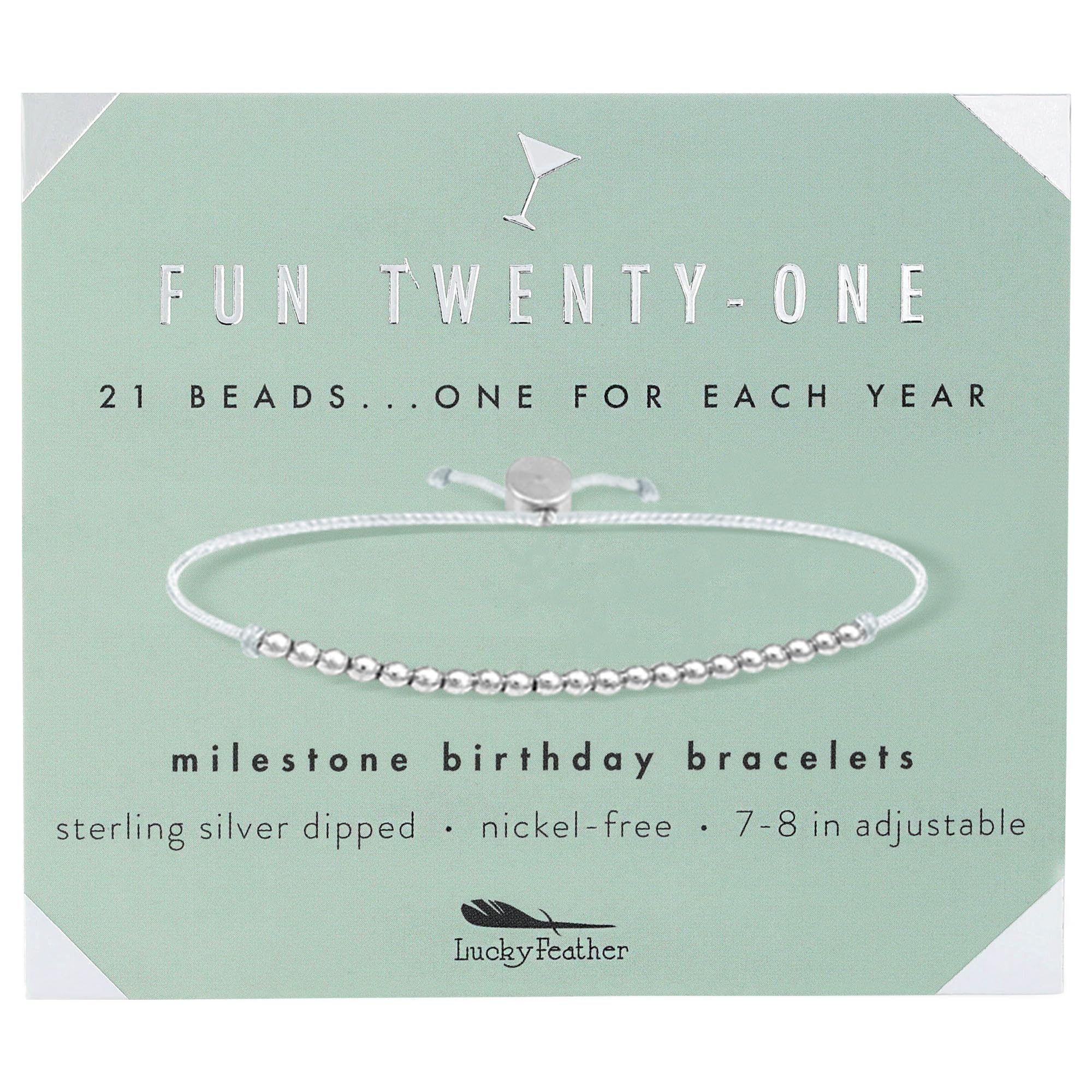21st Birthday Gifts for Women - 14K Gold Plated Adjustable Beaded Bracelet with Lucky Feather Charm | Thoughtful Present for Her 21st Birthday | Perfect for Celebrations, Graduation Gifts & Special Occasions