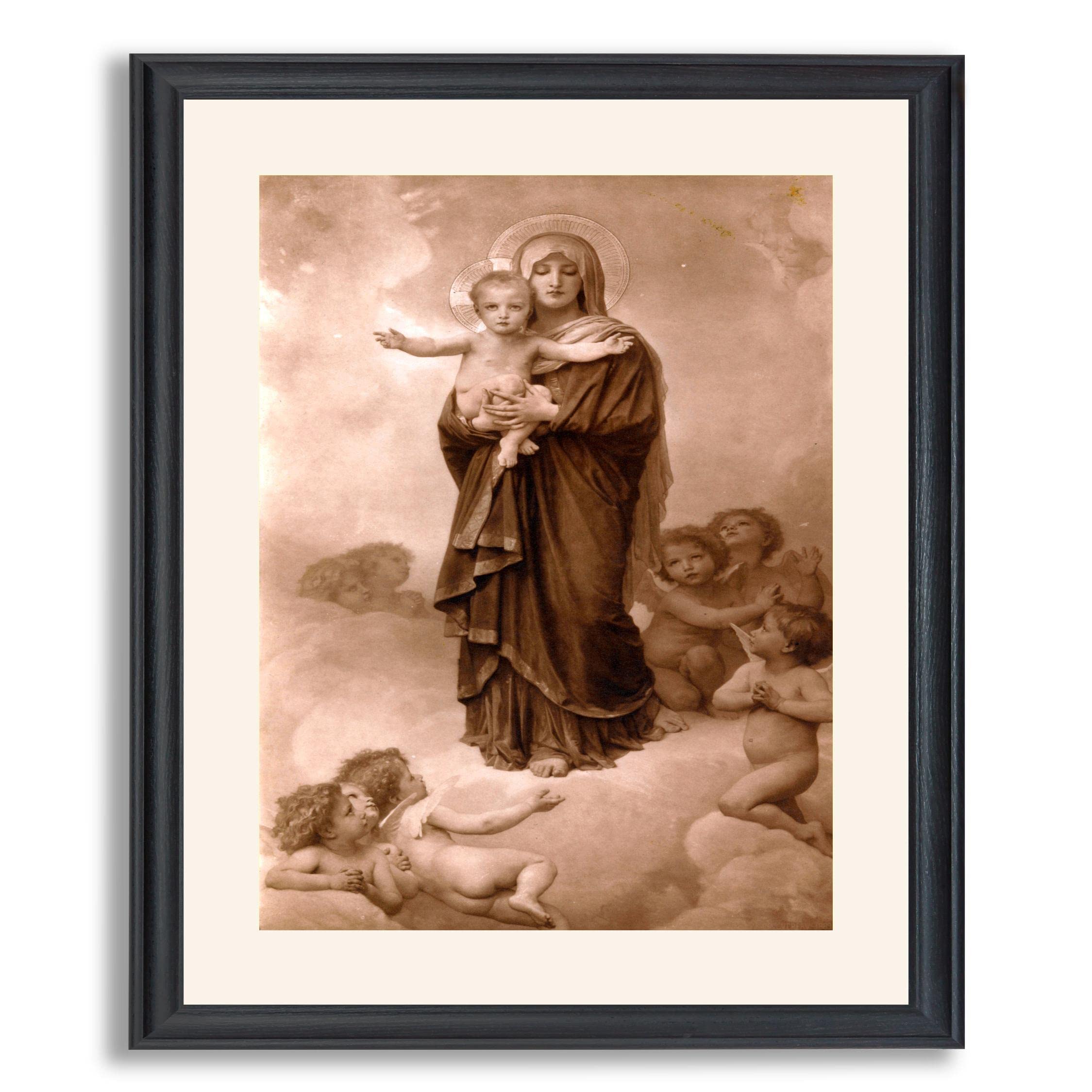 William Bouguereau Our Lady of The Angels Framed Art Print - Premium Canvas Painting Reproduction in Wood Frame for Wall Decor | Fine Art Gallery Poster for Living Room, Bedroom & Office | Perfect Gift for Home & Office Decoration