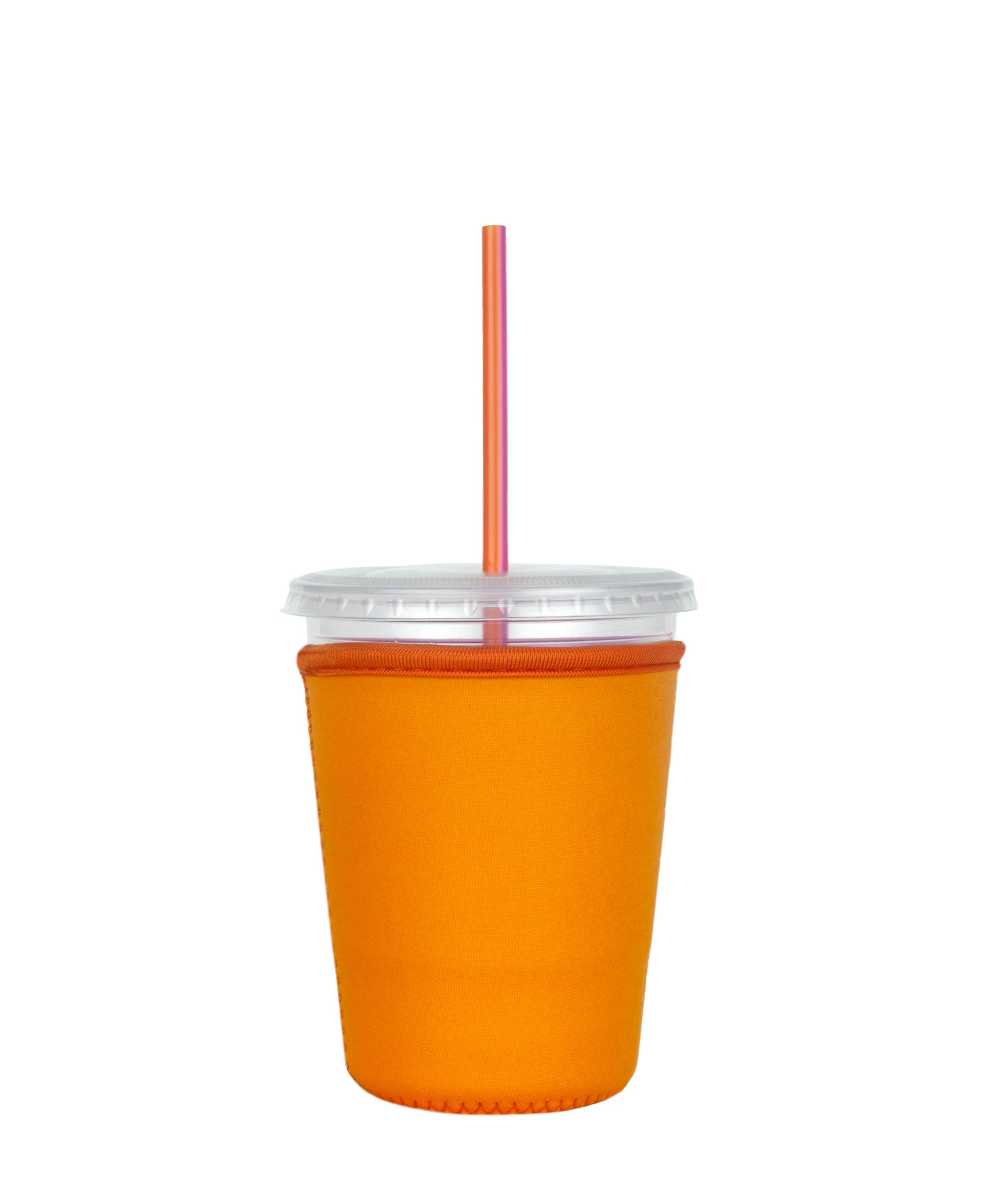 Eco-Friendly Reusable Neoprene Coffee Cup Sleeve for Iced Drinks & Hot Beverages - Insulated Protector for Starbucks Cups (Orange, Small) | Perfect for Coffee Shops, Office Use & Travel