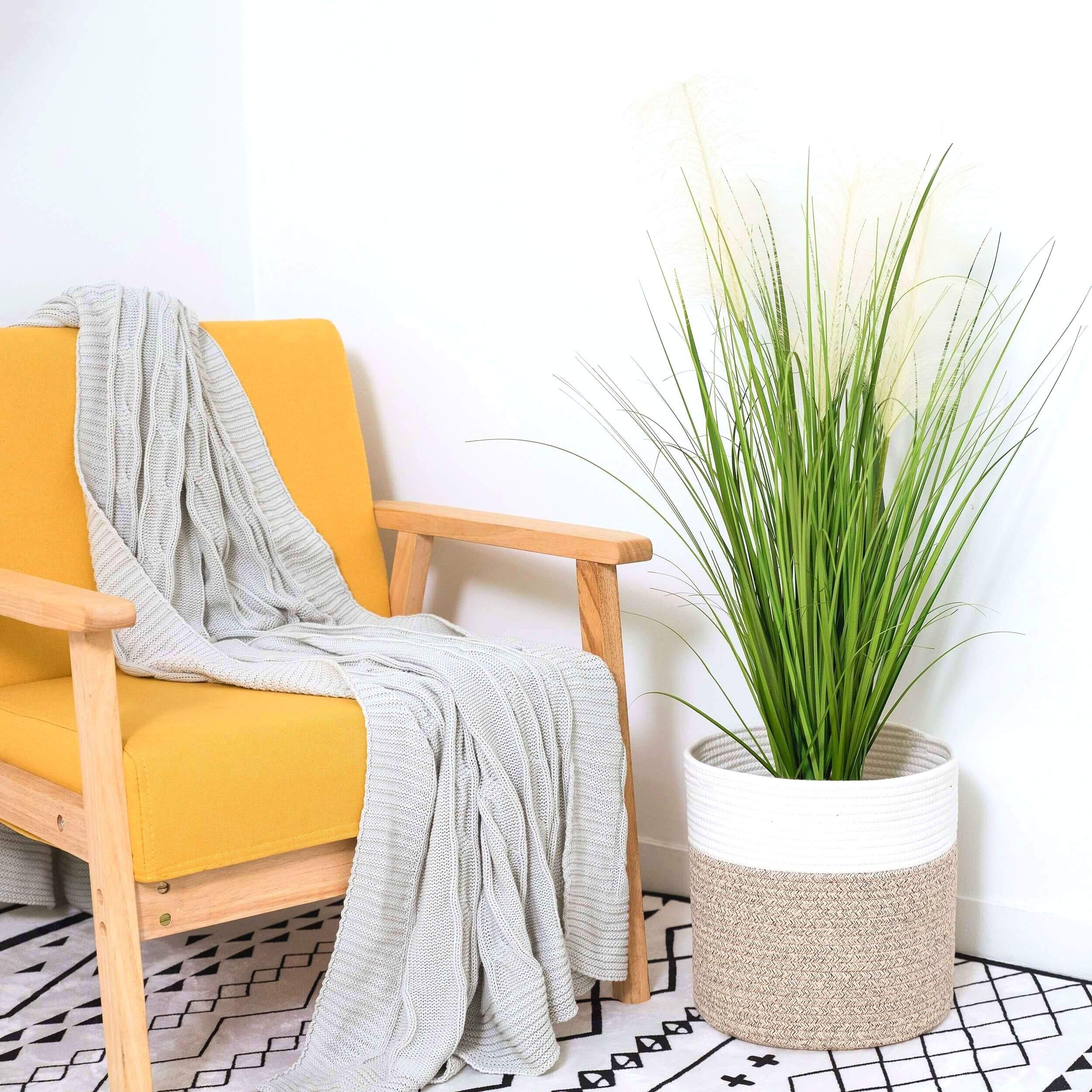MINTWOOD 11x11 Inch Cotton Rope Basket - Decorative Round Woven Planter Cover for Indoor Plants, Flower Pots & Small Dog Toy Storage - Light Brown Home Decor for Living Room, Bedroom & Patio