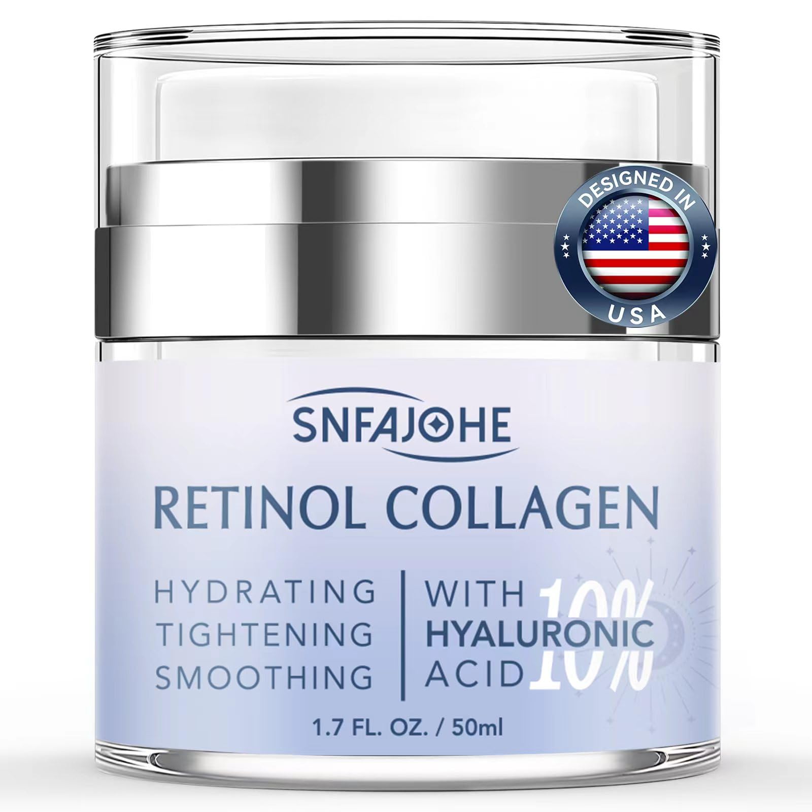 Retinol & Hyaluronic Acid Anti-Aging Face Moisturizer Cream - 1.7 fl.oz for Face, Neck & Décolleté - Deep Hydration & Wrinkle Reduction - Perfect for Night Routine & Daily Skincare