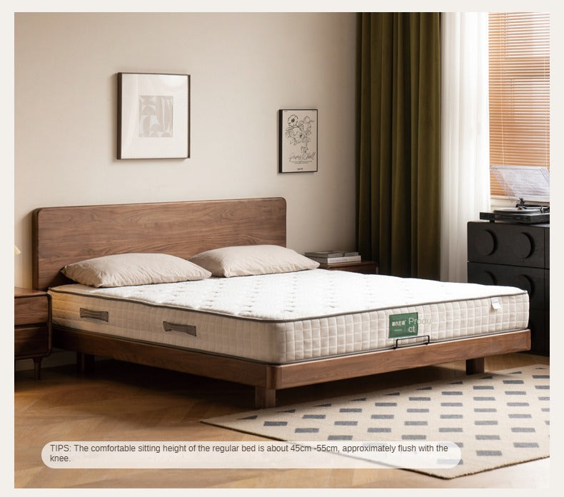 Solid Wood Floating Bed Frame - Black Walnut & Oak - Modern Platform Bed with Hidden Storage - Perfect for Small Bedrooms & Minimalist Home Decor