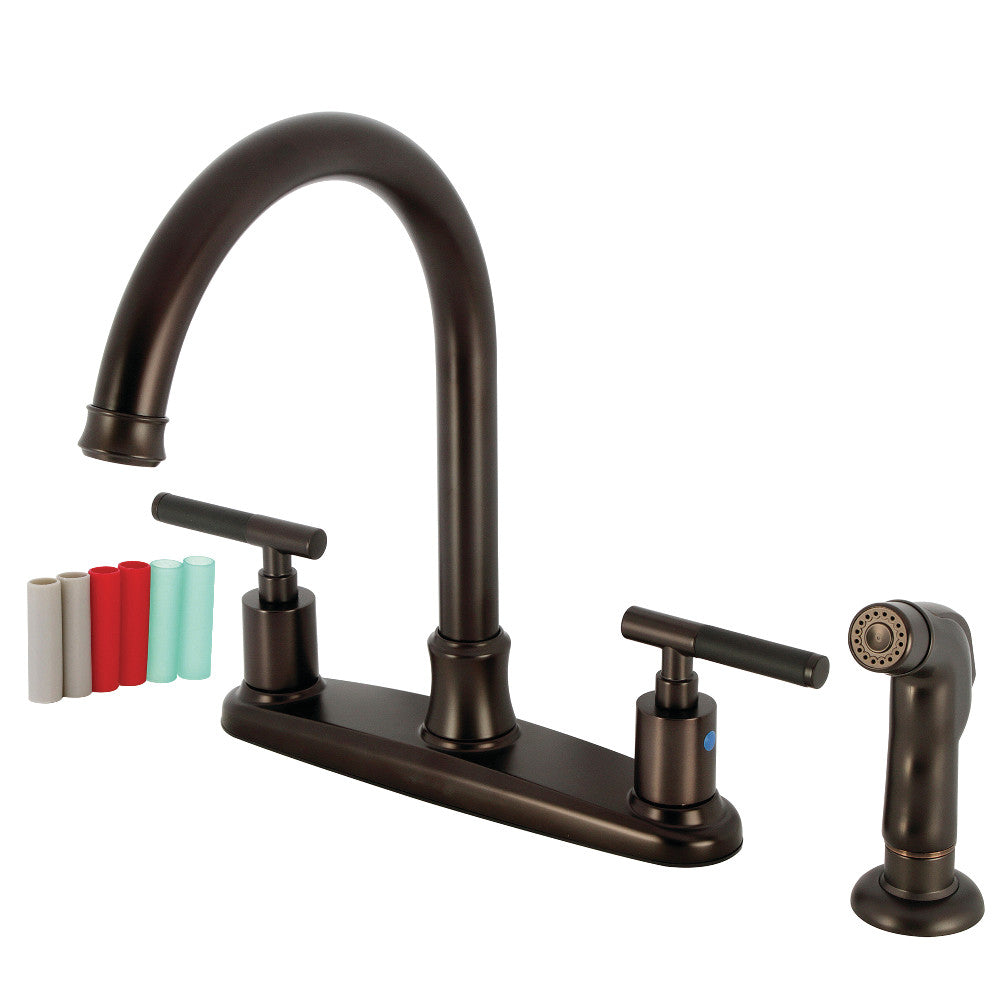 Kingston Brass FB7791CKLSP Kaiser 8-Inch Centerset Kitchen Faucet with Pull-Out Sprayer - Perfect for Modern Kitchens, Sinks, and Dishwashing Tasks