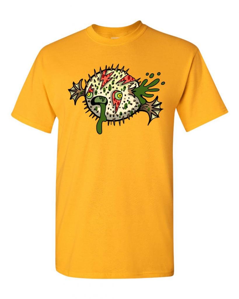 Zombie Blowfish Undead Animals Graphic T-Shirt for Men - Funny Horror Novelty Tee for Halloween, Cosplay & Gaming Fans