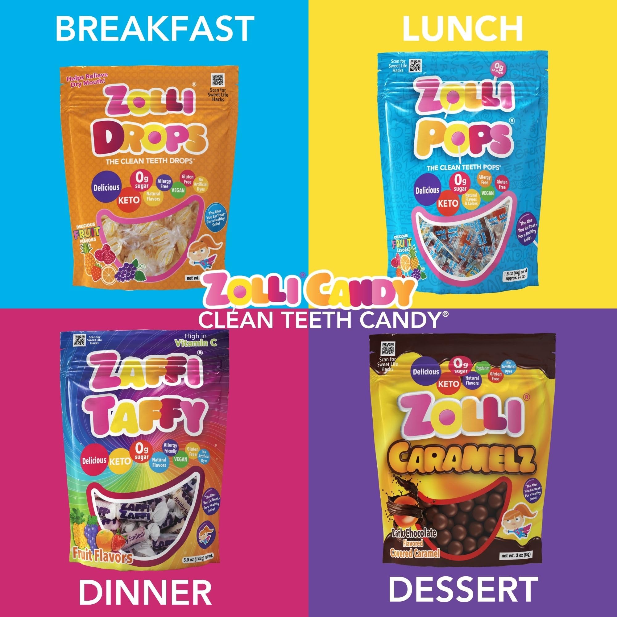 Zollipops Sugar Free Lollipops for Kids - Natural Anti Cavity Candy with Tropical Flavors (3.1oz) | Dentist Recommended Healthy Treat for Teeth | Perfect for Birthday Parties, School Rewards & Halloween Treats