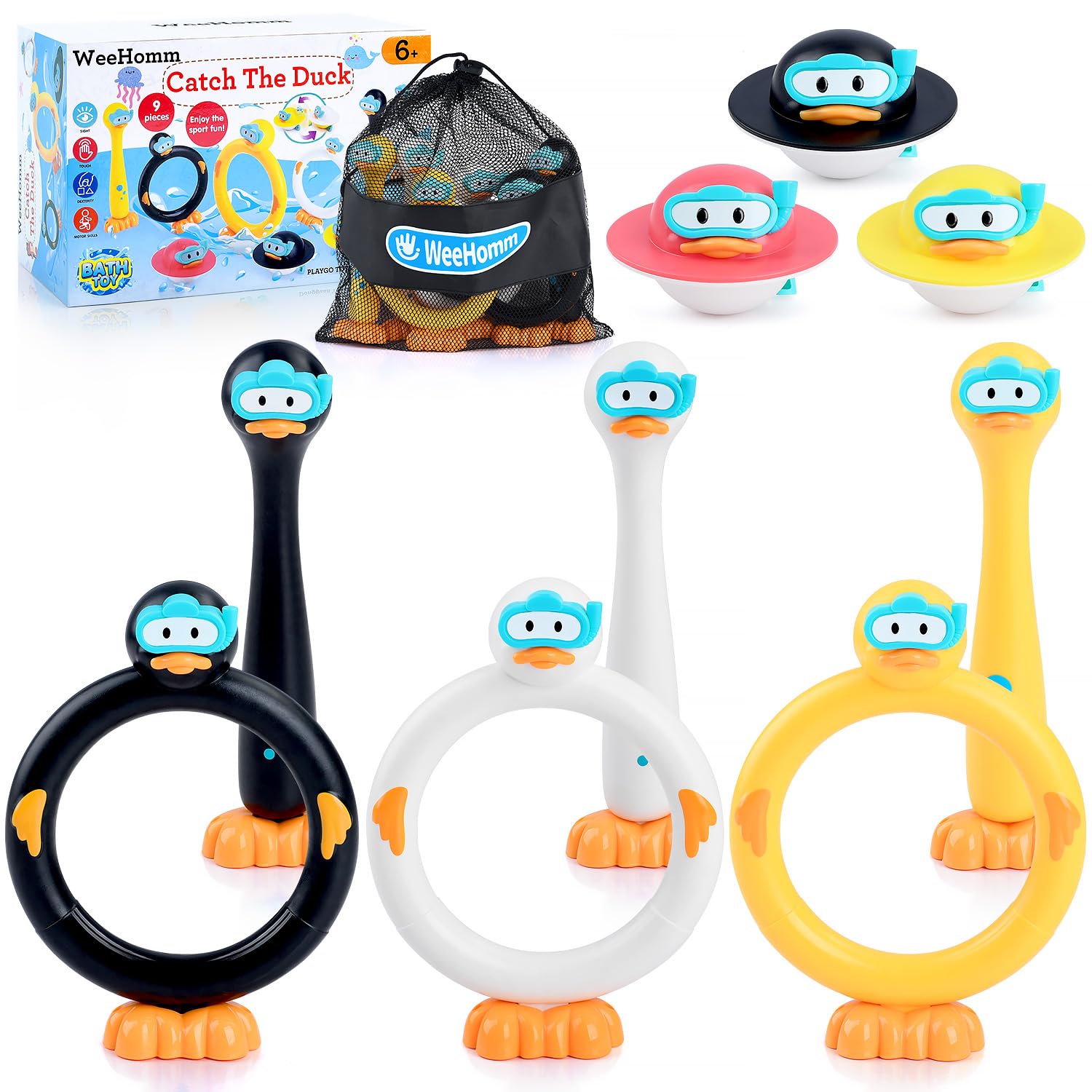 **9 PCS Kids Pool Diving Toys Set - Colorful Swimming Diving Rings & Duck Dive Sticks for Ages 4-12 - Fun Outdoor Underwater Games for Summer Pool Parties & Family Swim Time**
