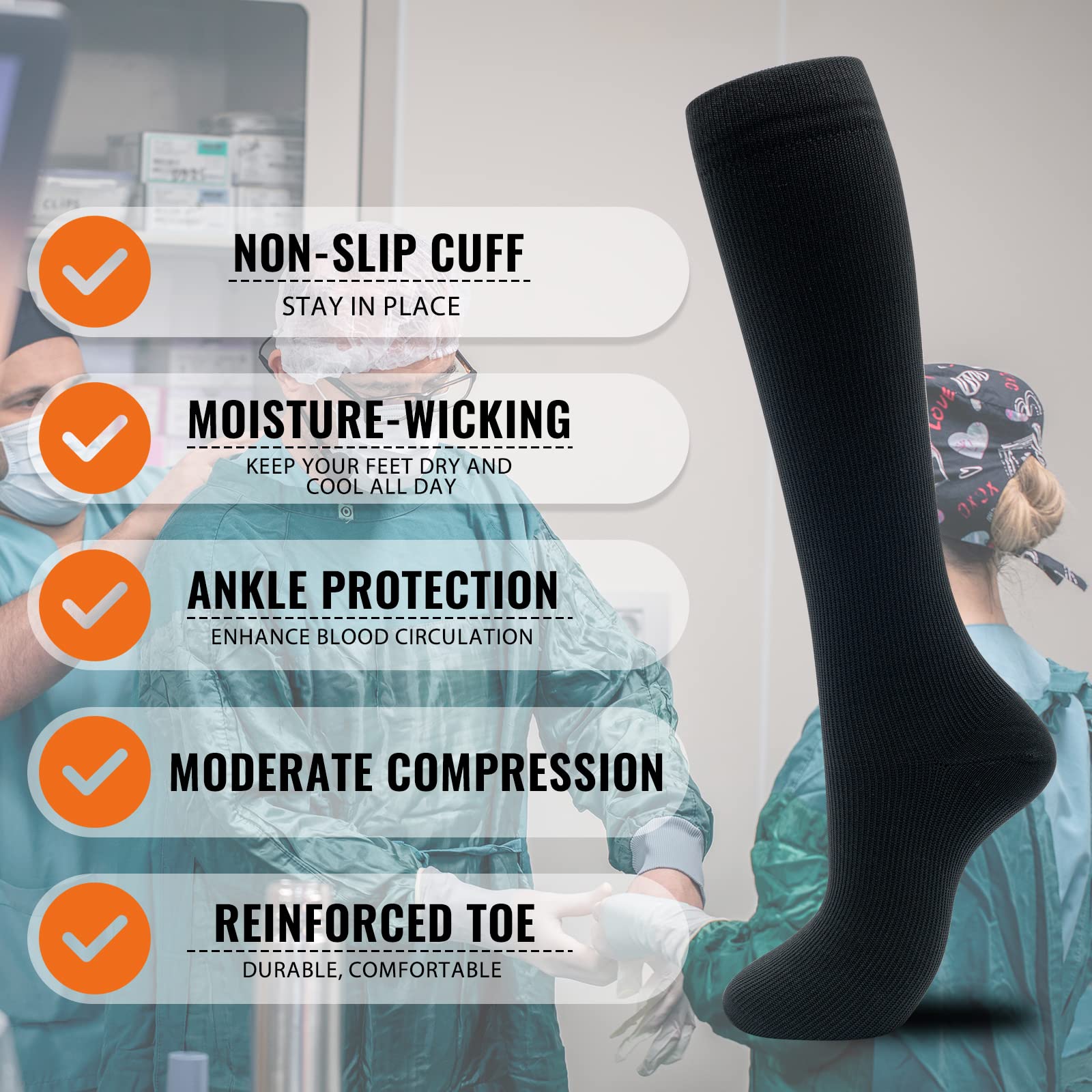 Fenglaoda Compression Socks for Women & Men - 3 Pairs Graduated Support Socks (15-20 mmHg) for Circulation, Nurses, Running & Travel - Improve Leg Comfort & Reduce Swelling