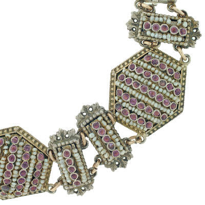 Hungarian Sterling Silver Pink Sapphire & Pearl Bracelet for Women | Elegant Handmade Jewelry Gift for Birthday, Anniversary & Special Occasions