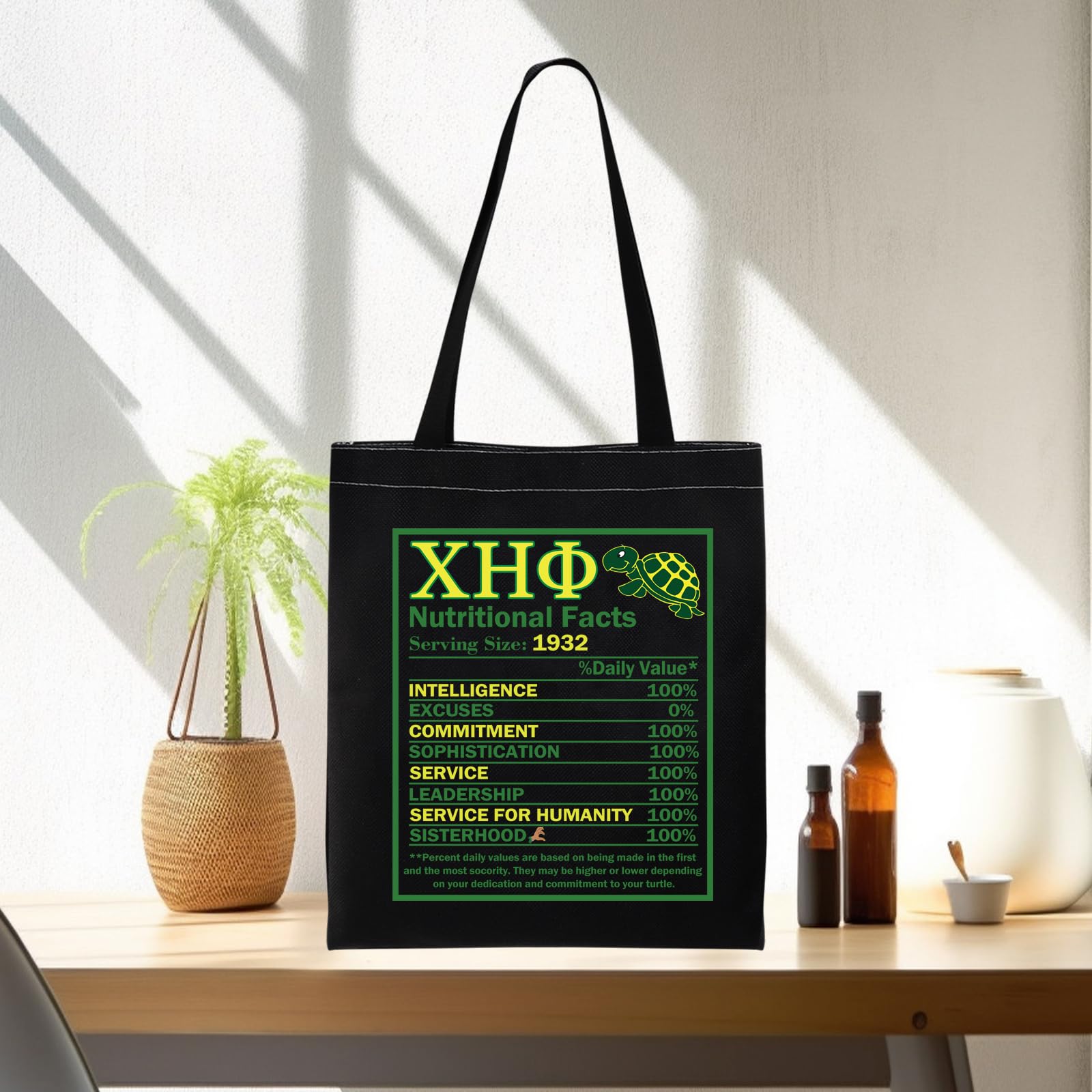 PWHAOO Turtle Tote Bag - Green & Yellow Nurse Gift for Sorority & Work