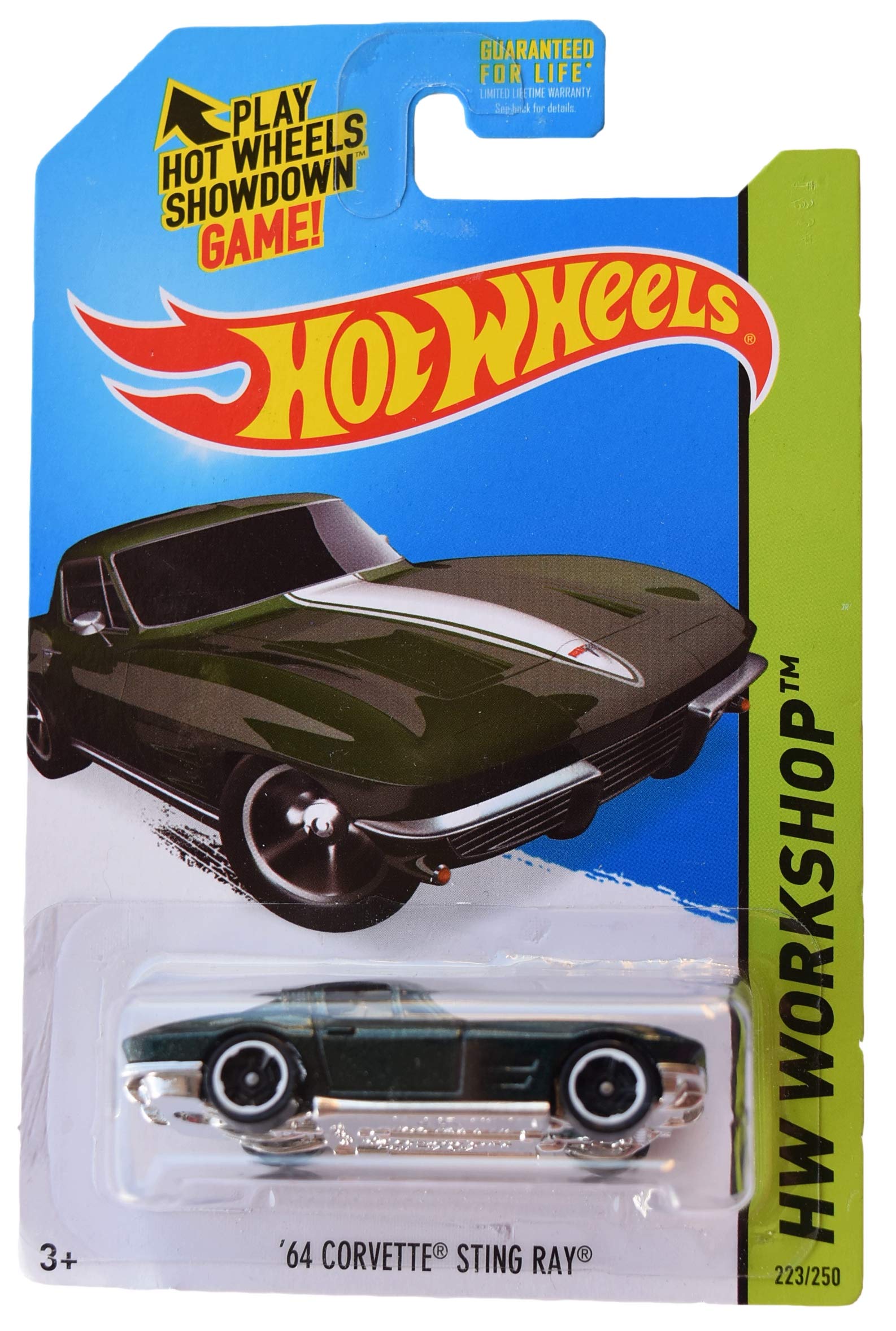 Hot Wheels '64 Corvette Sting Ray 223/250 Diecast Car - 1:64 Scale Collectible Toy - Dark Green Vintage Model - Perfect for Display, Gifts & Car Enthusiasts
