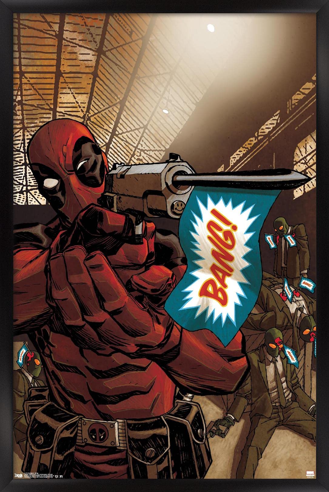 Marvel Comics Deadpool Bang Wall Poster - 14.725 x 22.375 Inches Black Framed Art Print | Perfect for Home Decor, Office & Gaming Room
