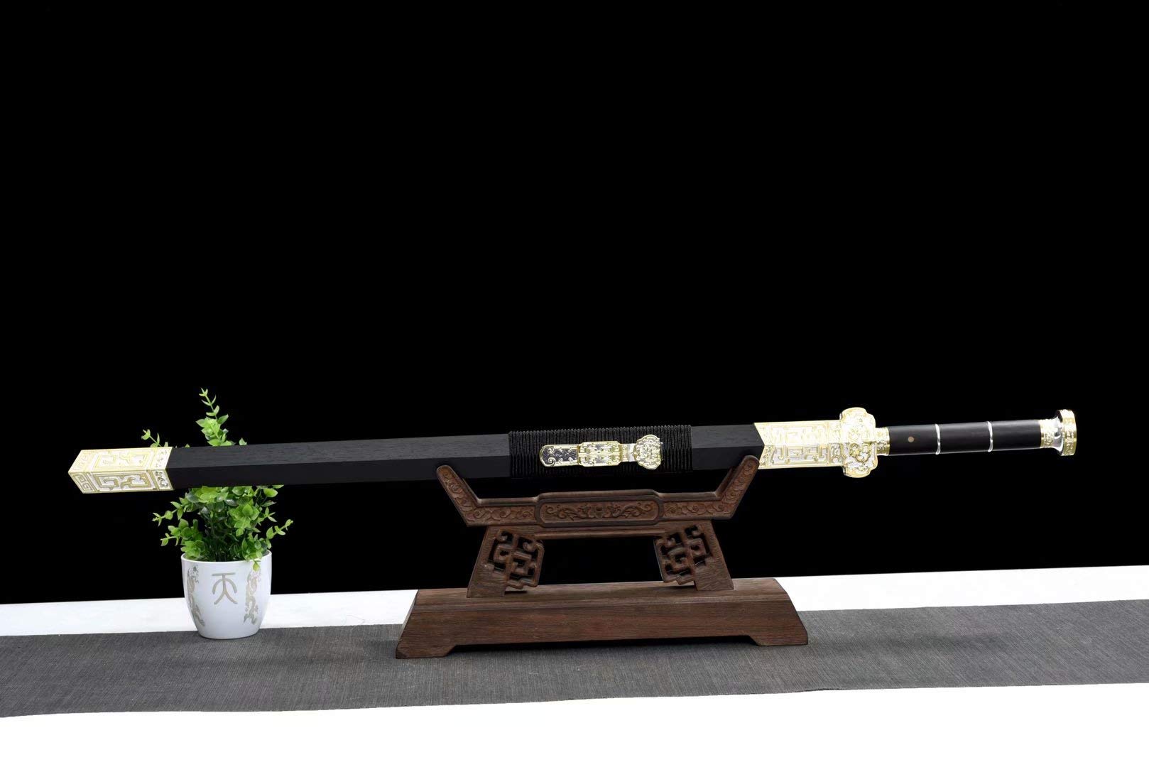Ruyi Jian Sword - Hand Forged High Carbon Steel Blue Blade with Alloy Fittings & Full Tang - Perfect for Martial Arts Training, Cosplay, and Collectors