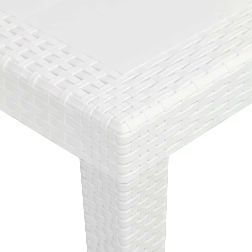 White Plastic Rattan Look Outdoor Garden Table 31.1