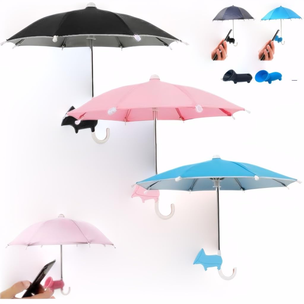 3-Pack UV Protection Phone Umbrella Sun Shade with Adjustable Suction Cup - Universal Sun Visor for Smartphones | Perfect for Outdoor Activities, Beach Days & Travel