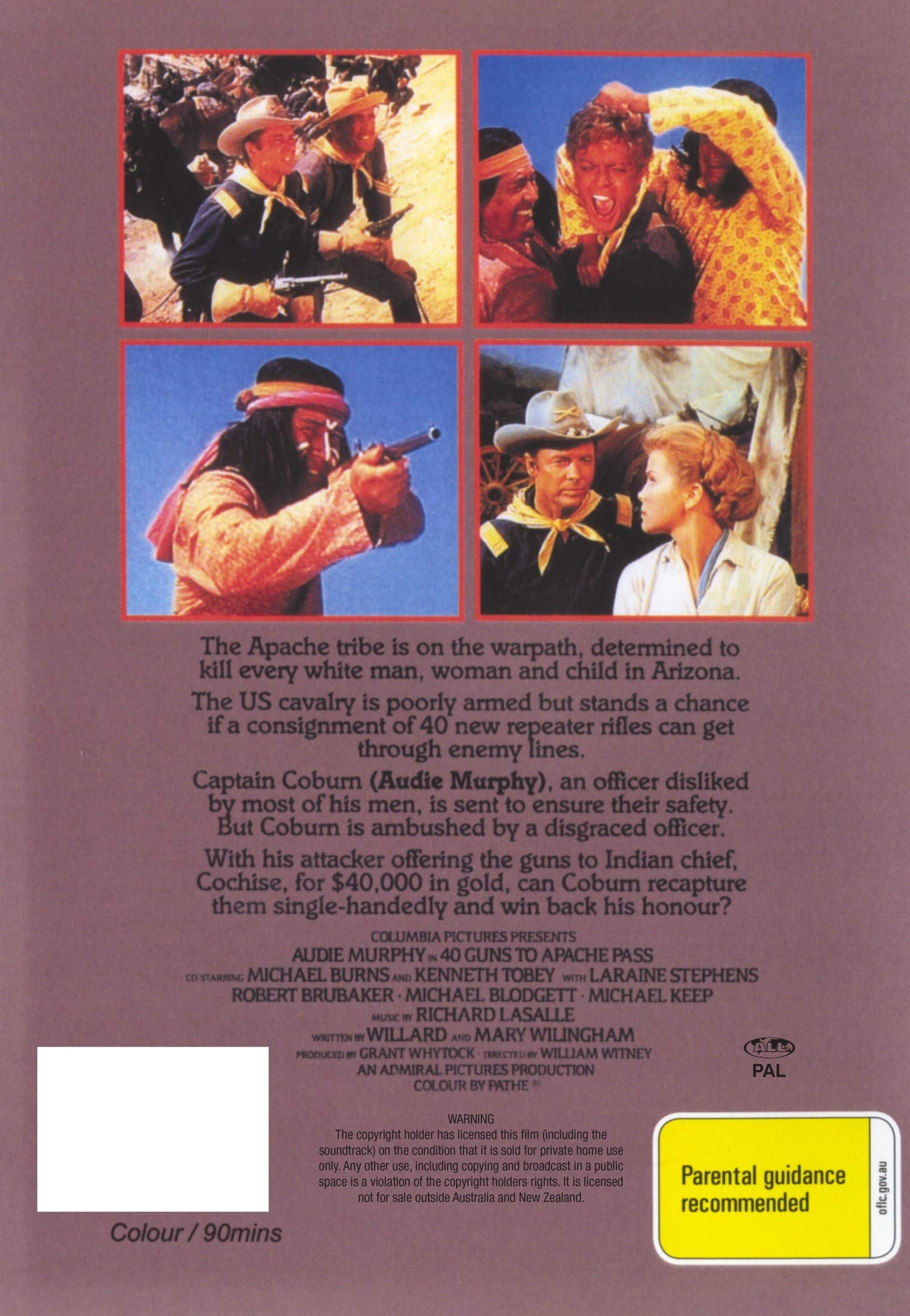40 Guns To Apache Pass - Classic Western Movie DVD | Action, Adventure Film | Perfect for Western Fans & Movie Collectors | Great for Home Theater Nights & Western-Themed Parties